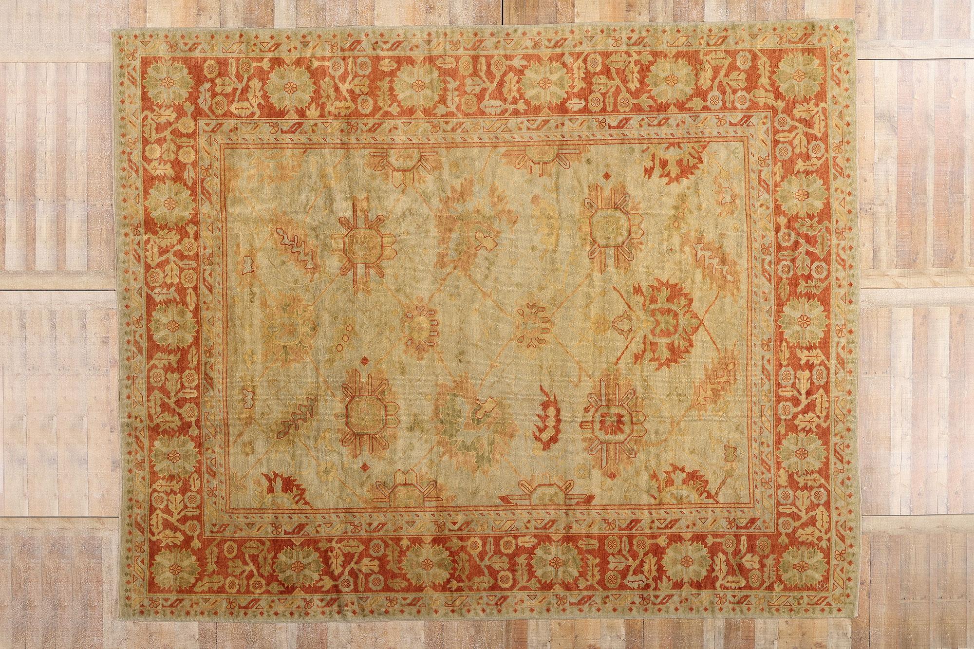 New Modern Turkish Oushak Carpet with Traditional Style For Sale 2
