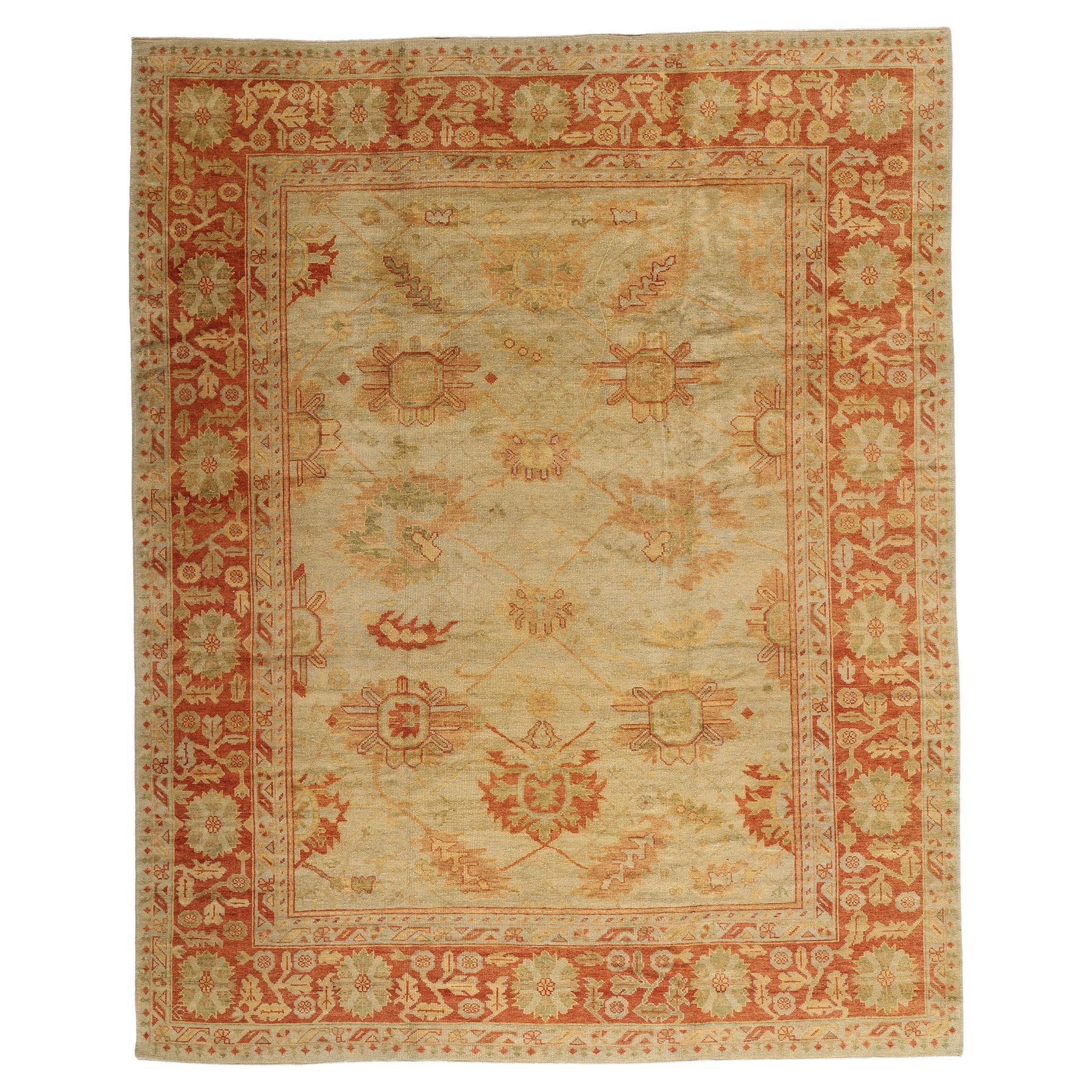 New Modern Turkish Oushak Carpet with Traditional Style