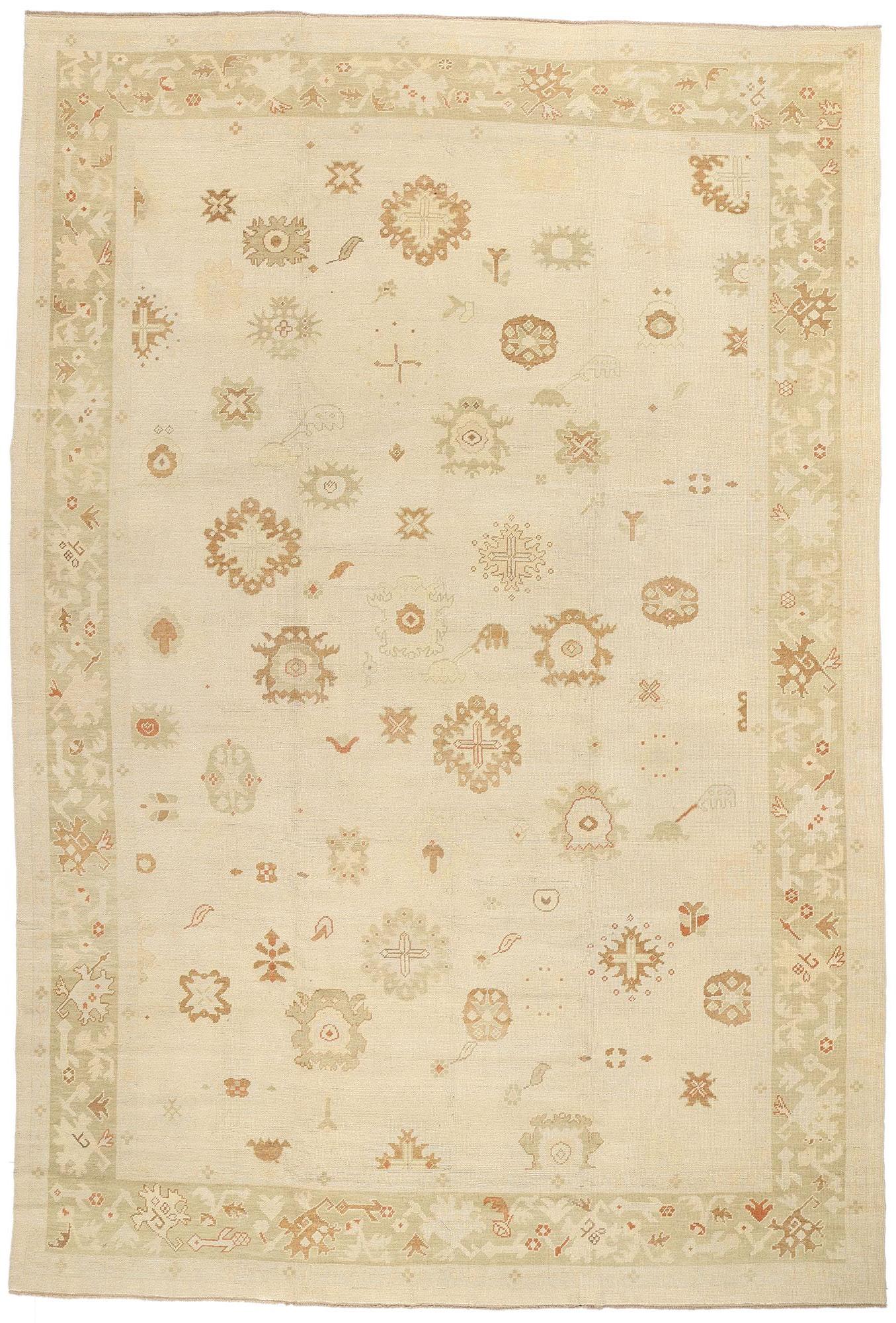 New Modern Turkish Oushak Carpet with Traditional Style