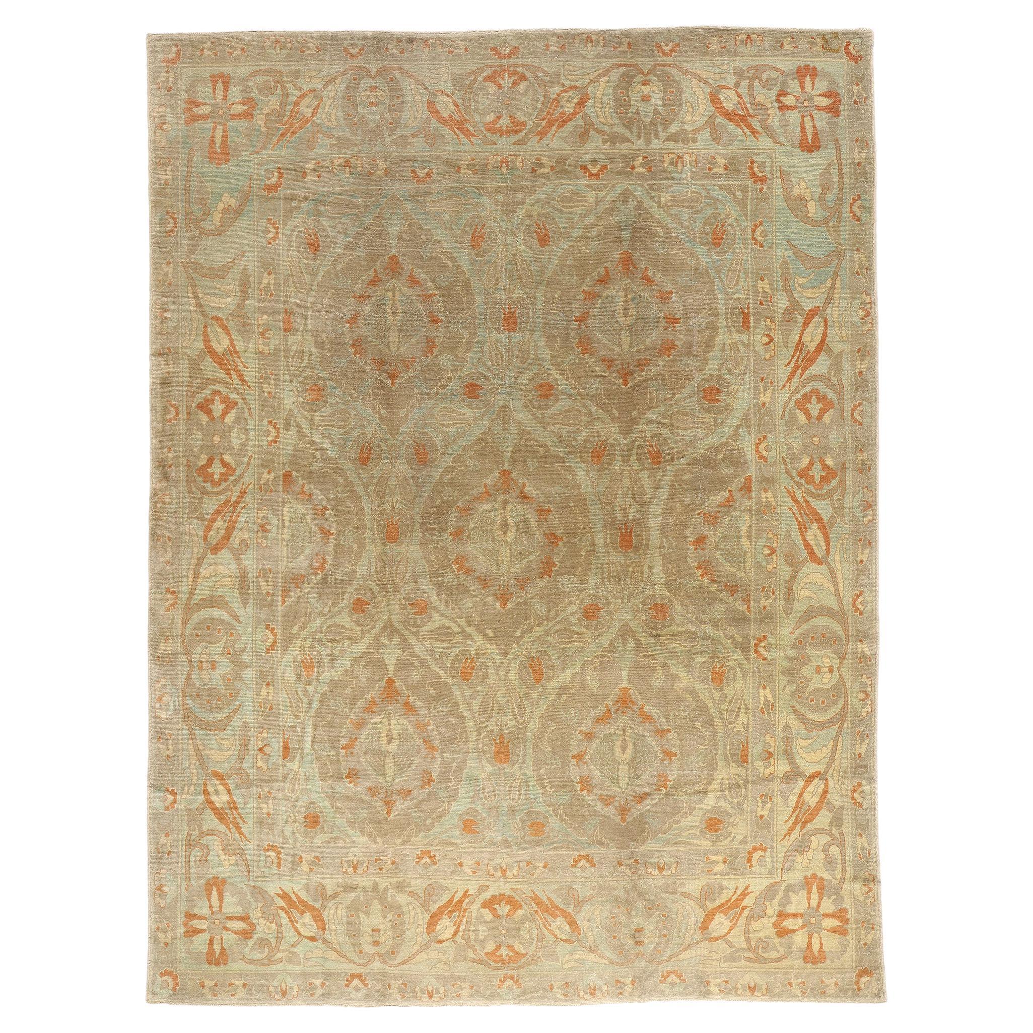 New Modern Turkish Oushak Carpet with Traditional Style