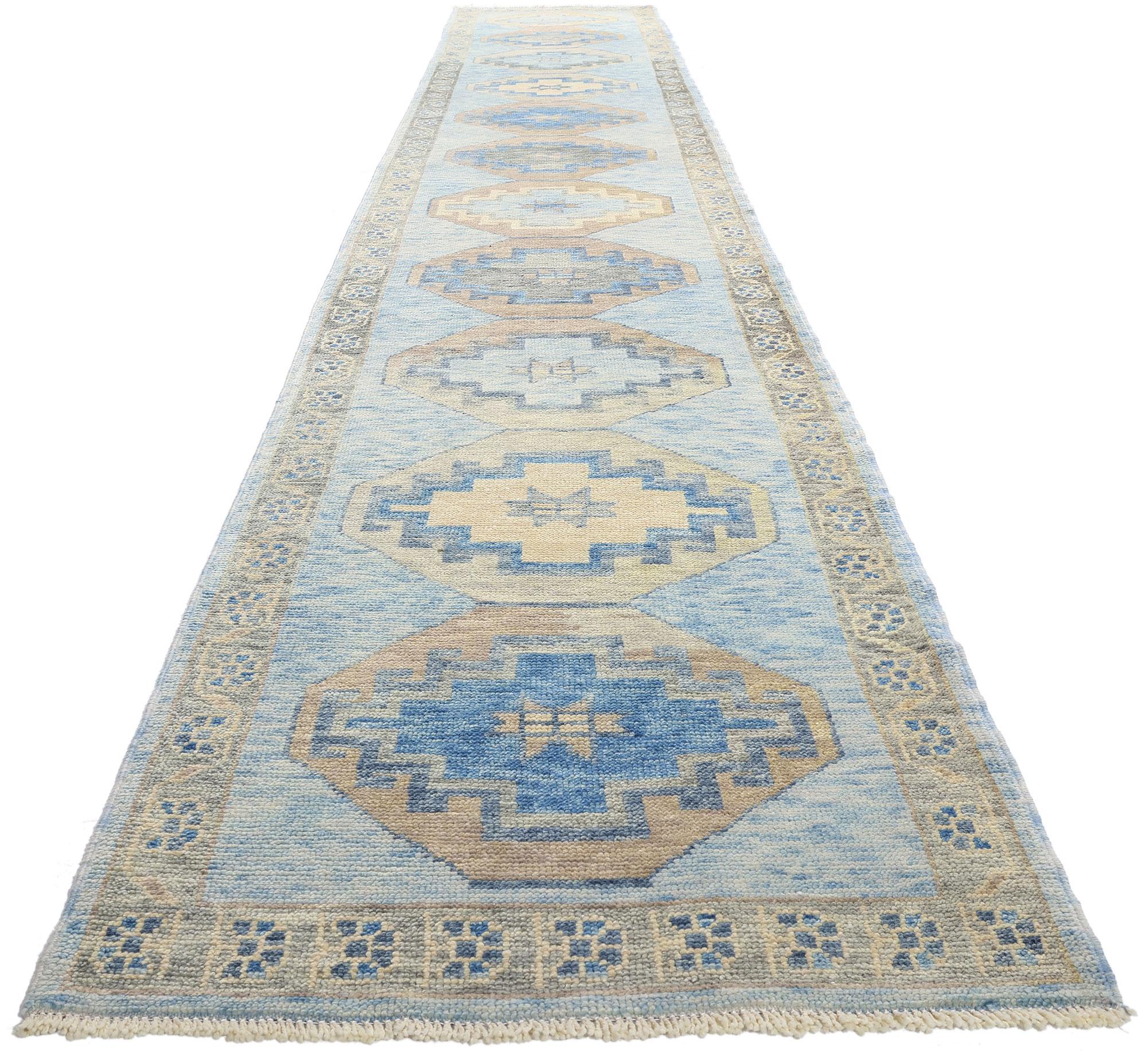Wool New Modern Turkish Oushak Carpet with Transitional Style For Sale