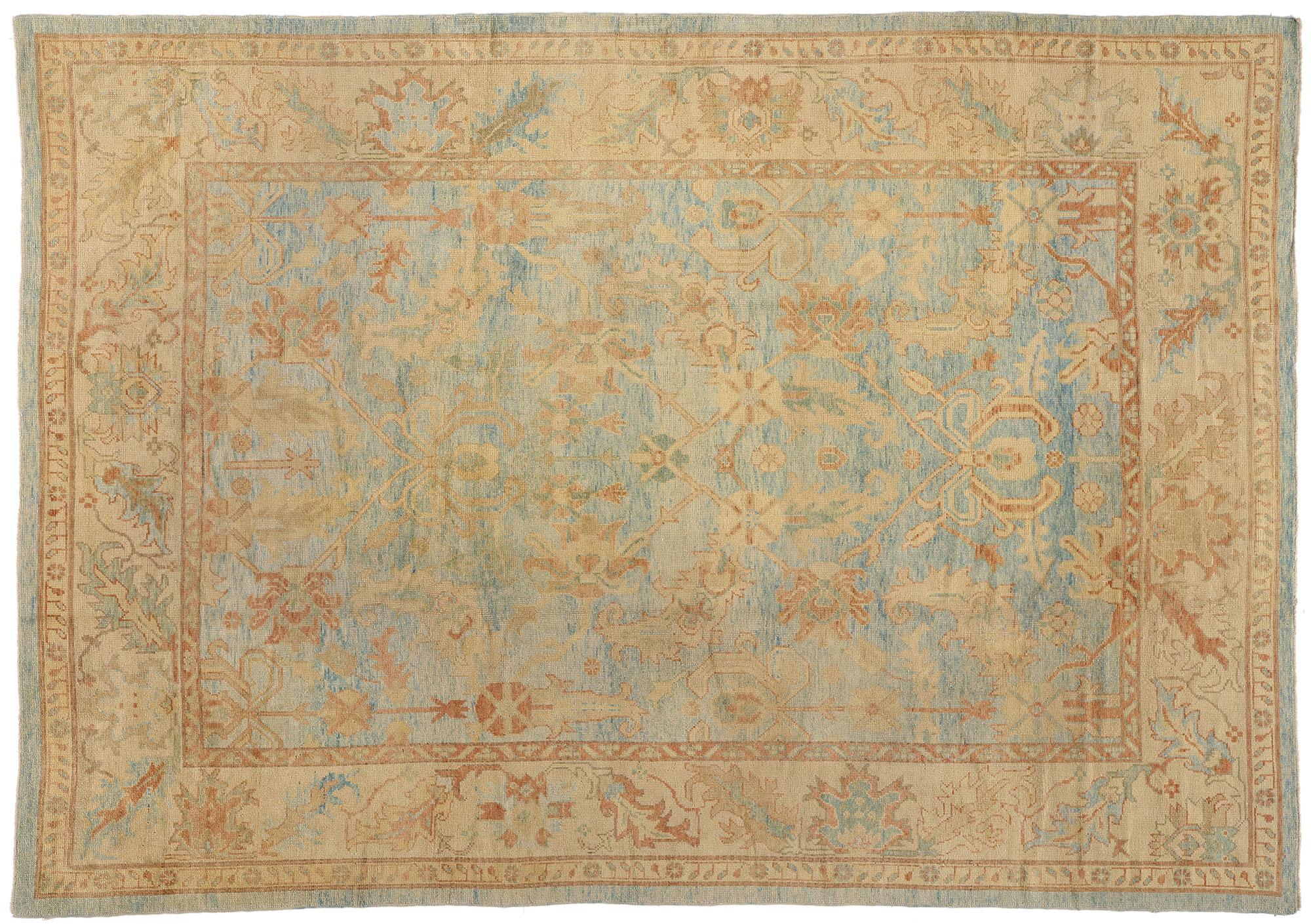 New Modern Turkish Oushak Rug with Traditional Style For Sale 3