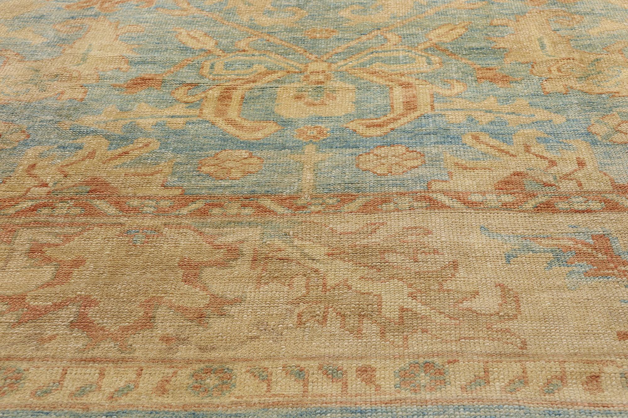 Hand-Knotted New Modern Turkish Oushak Rug with Traditional Style For Sale