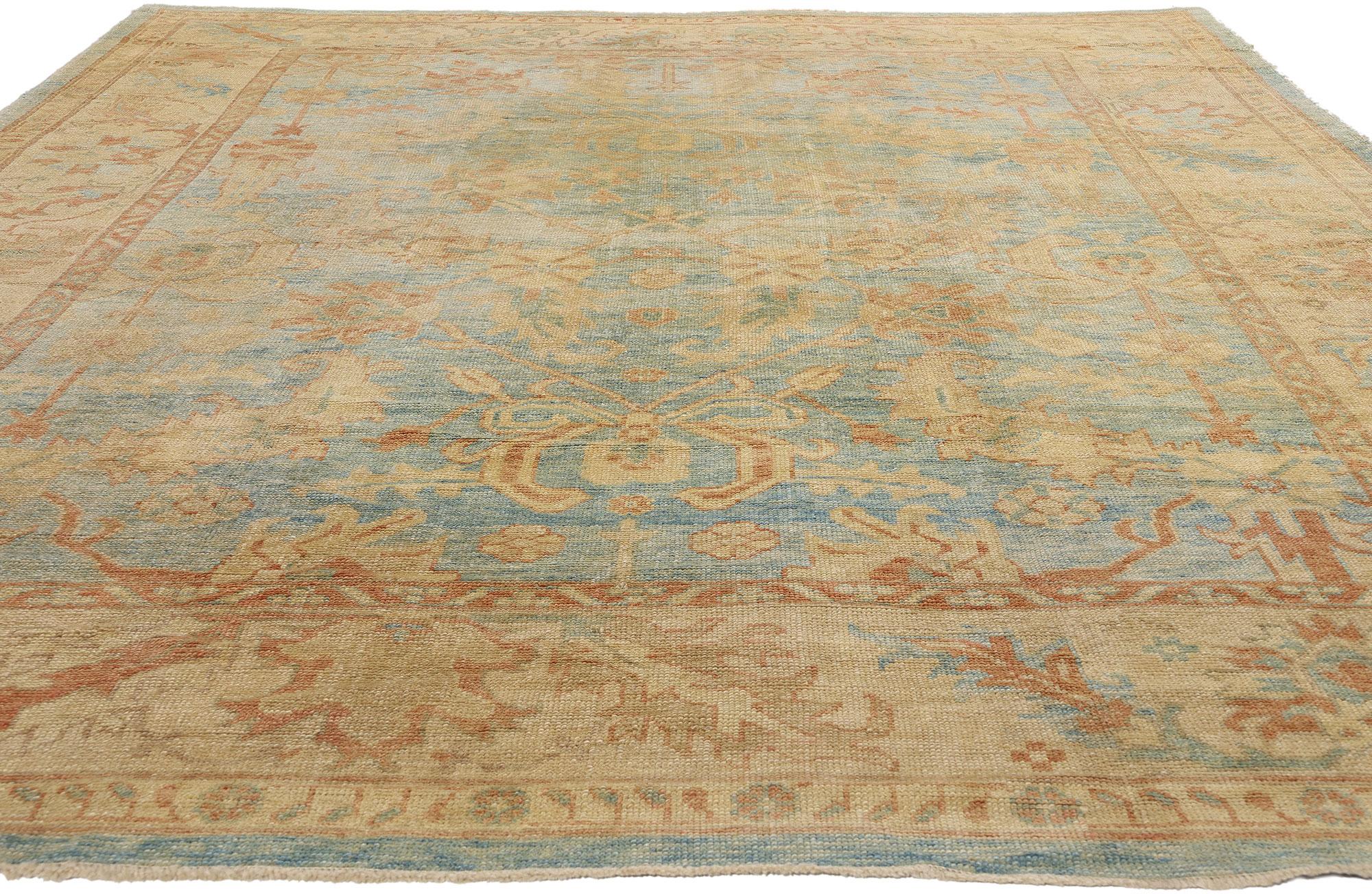 New Modern Turkish Oushak Rug with Traditional Style In New Condition For Sale In Dallas, TX