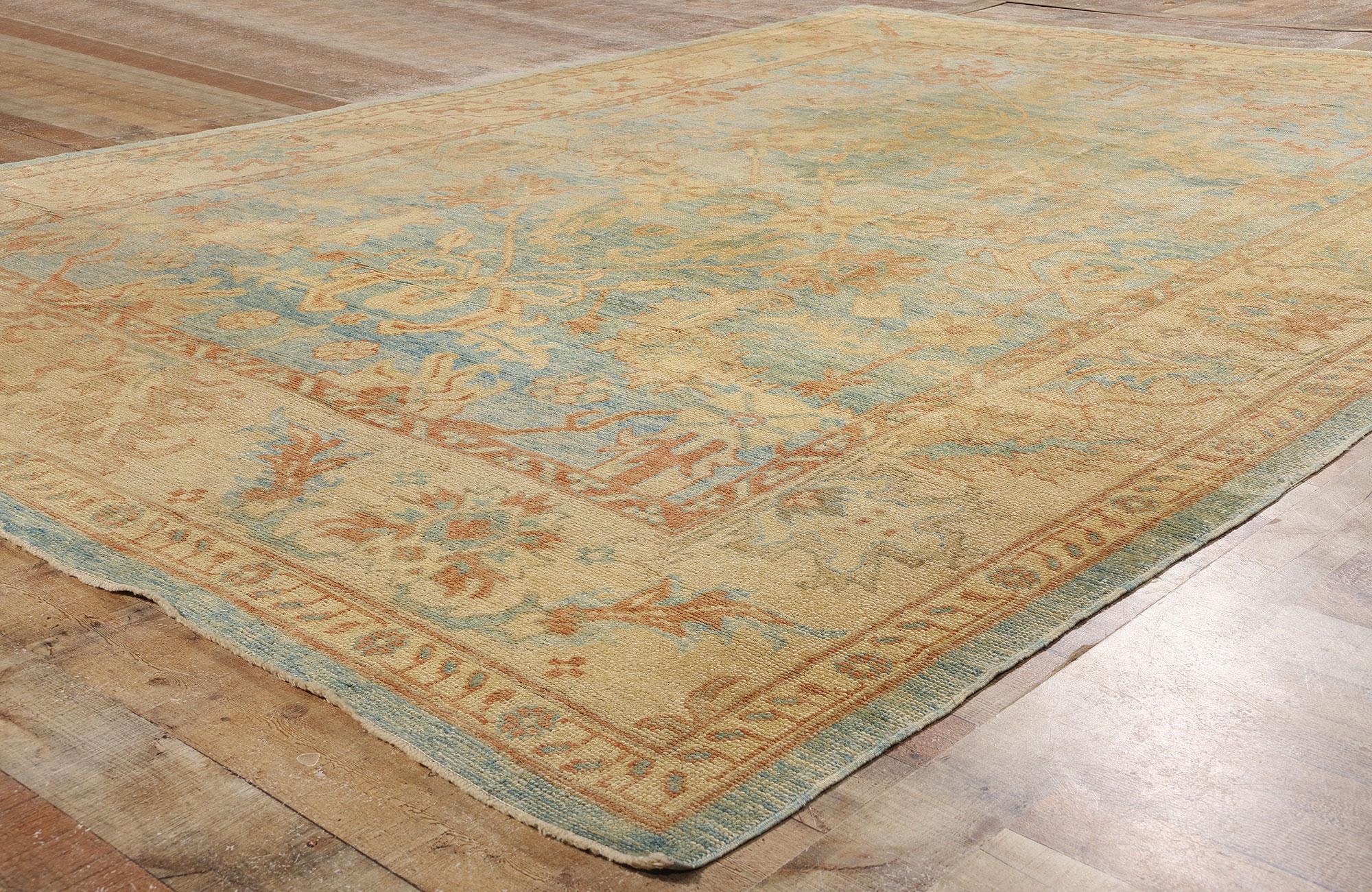 Contemporary New Modern Turkish Oushak Rug with Traditional Style For Sale
