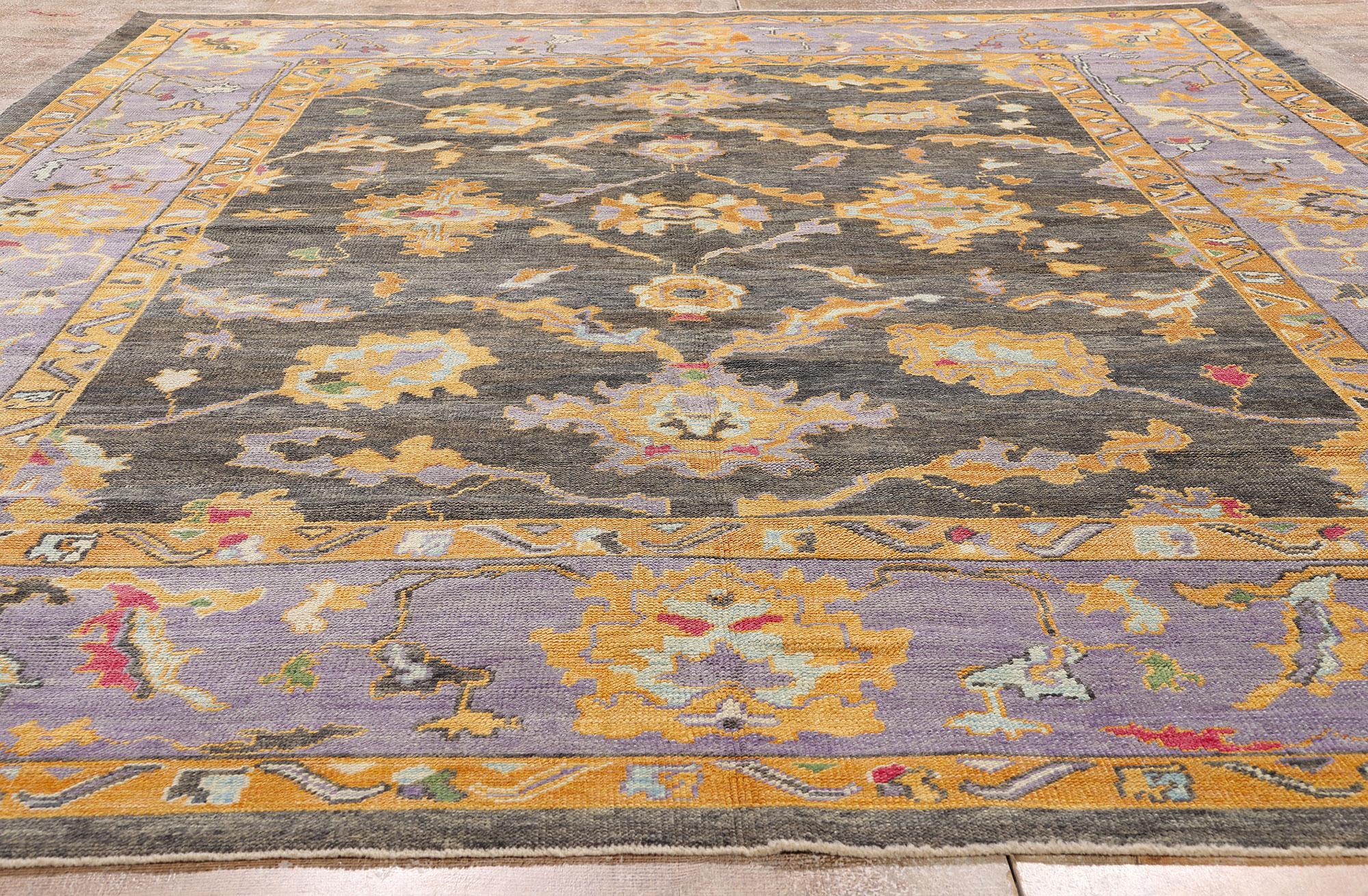 Zeitgenössischer moderner türkischer Oushak-Teppich, Amethyst und Onyx (21. Jahrhundert und zeitgenössisch) im Angebot