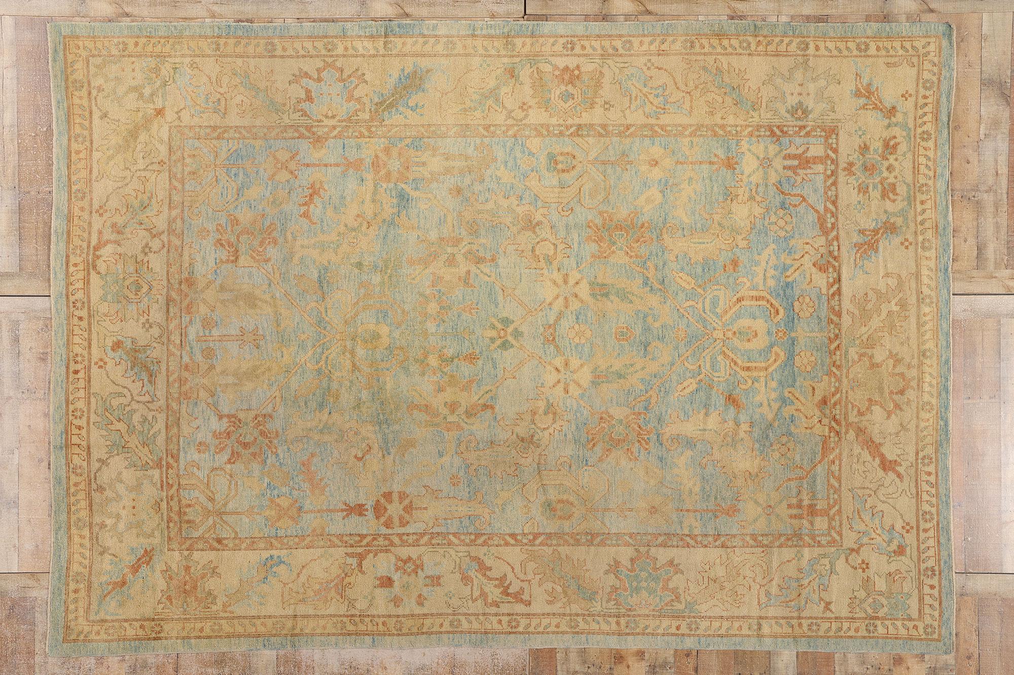 New Modern Turkish Oushak Rug with Traditional Style For Sale 2