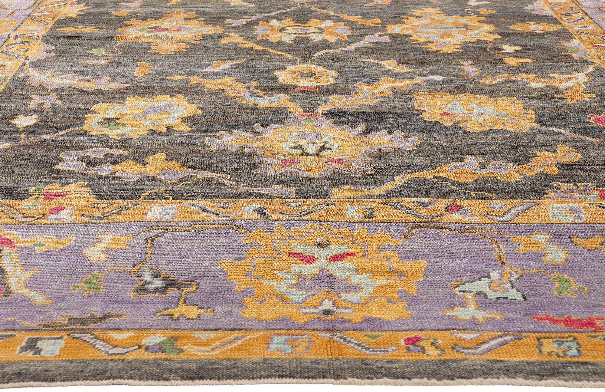Zeitgenössischer moderner türkischer Oushak-Teppich, Amethyst und Onyx (Wolle) im Angebot