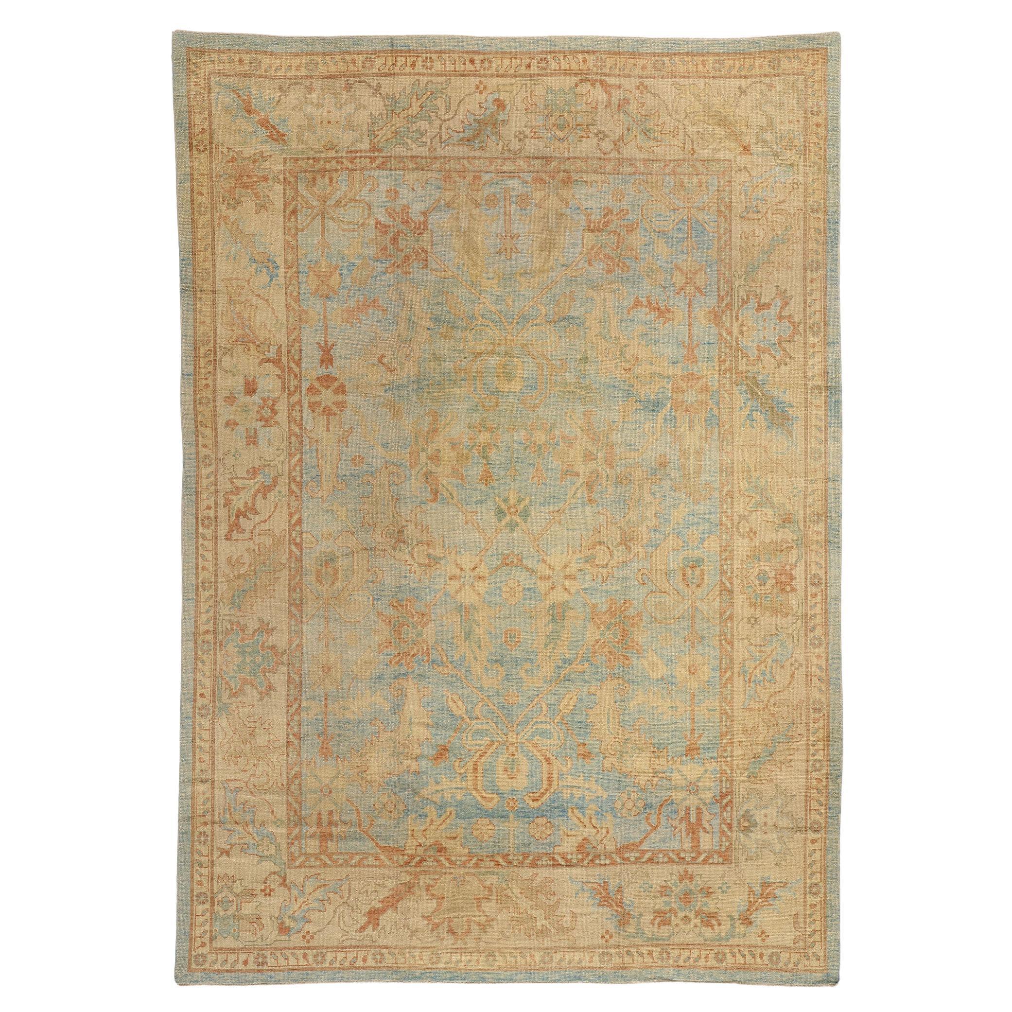 New Modern Turkish Oushak Rug with Traditional Style