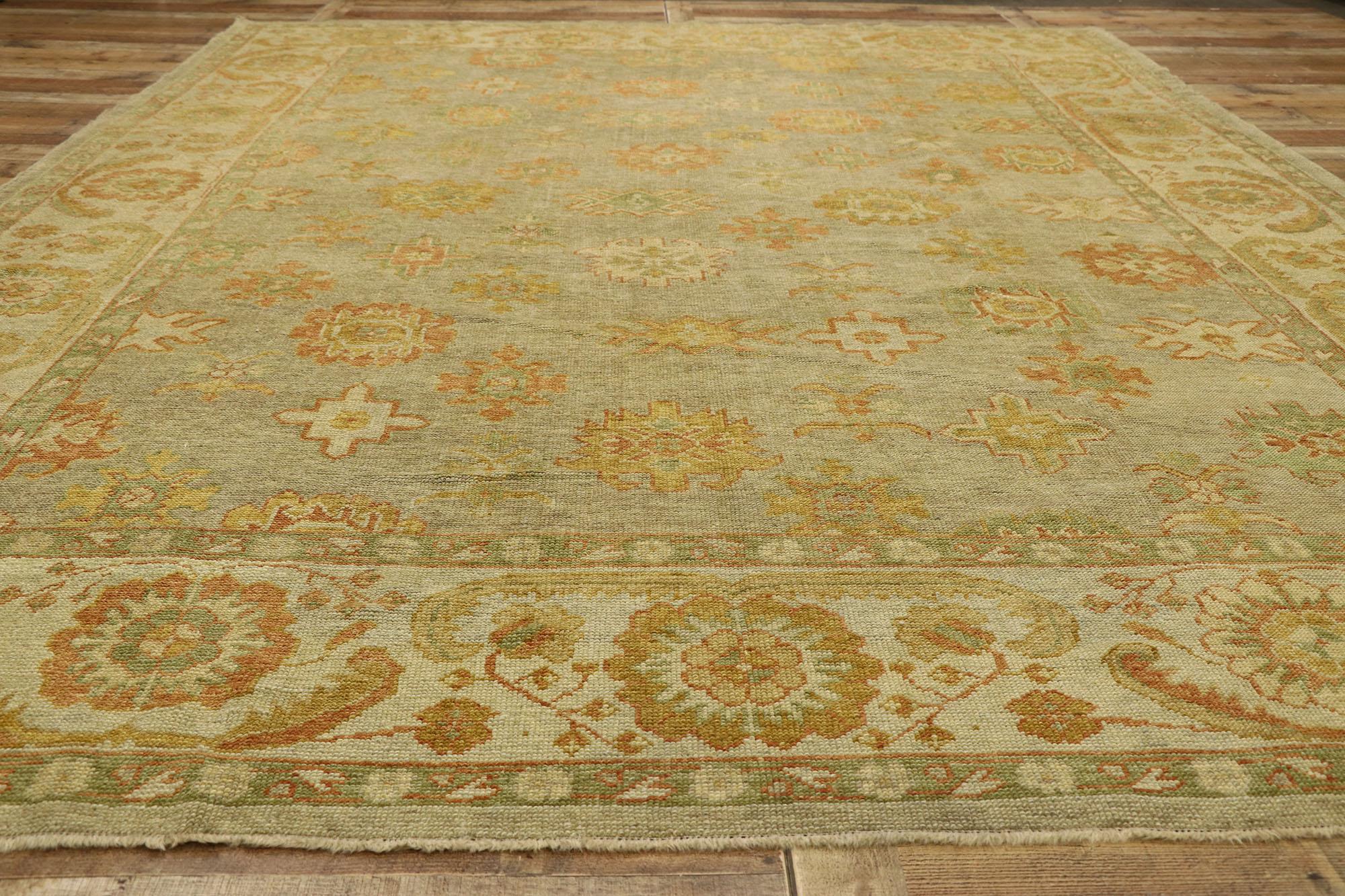 New Contemporary Turkish Oushak Rug with Modern Arts & Crafts Style  For Sale 3