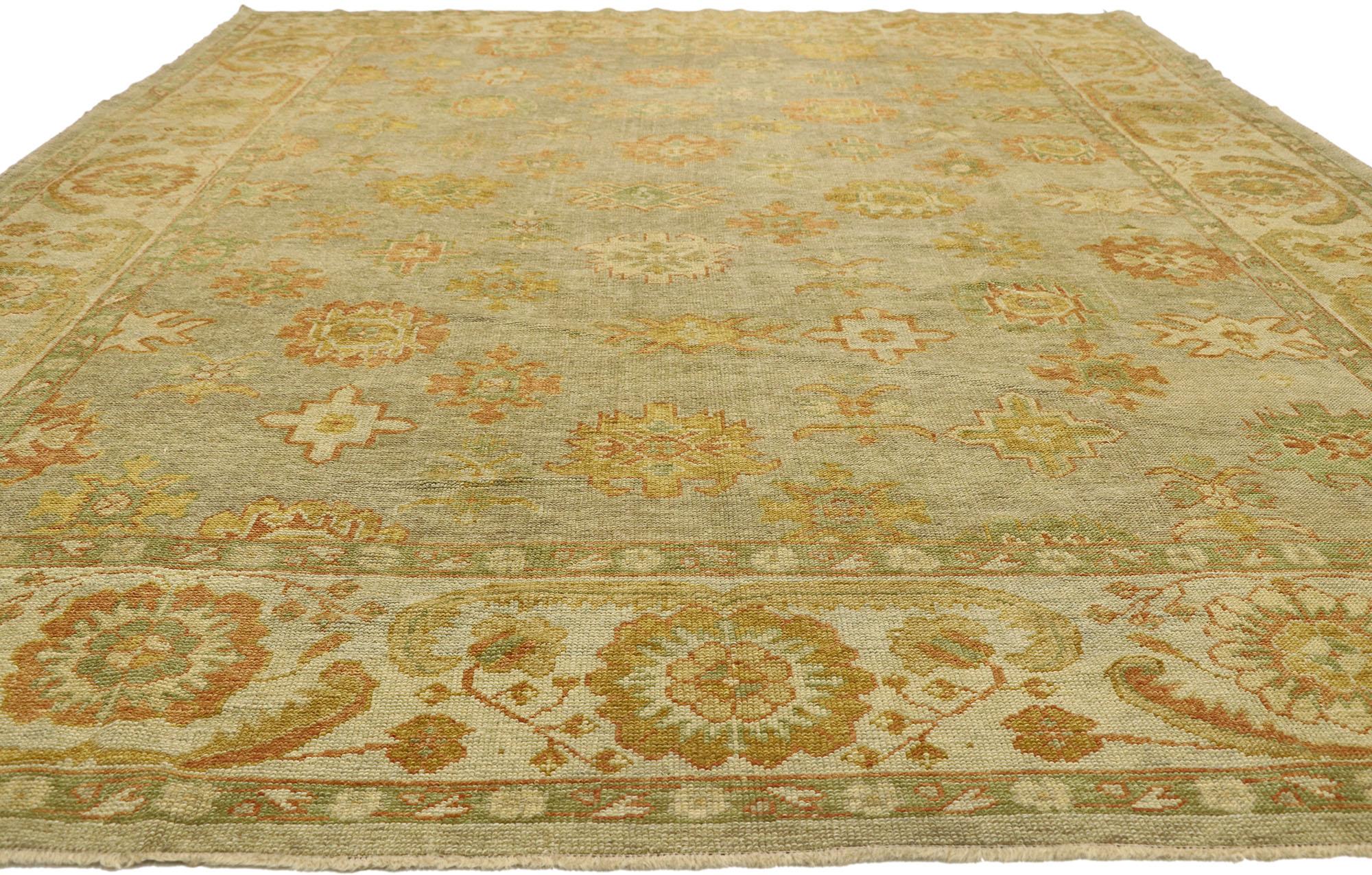 New Contemporary Turkish Oushak Rug with Modern Arts & Crafts Style  In New Condition For Sale In Dallas, TX