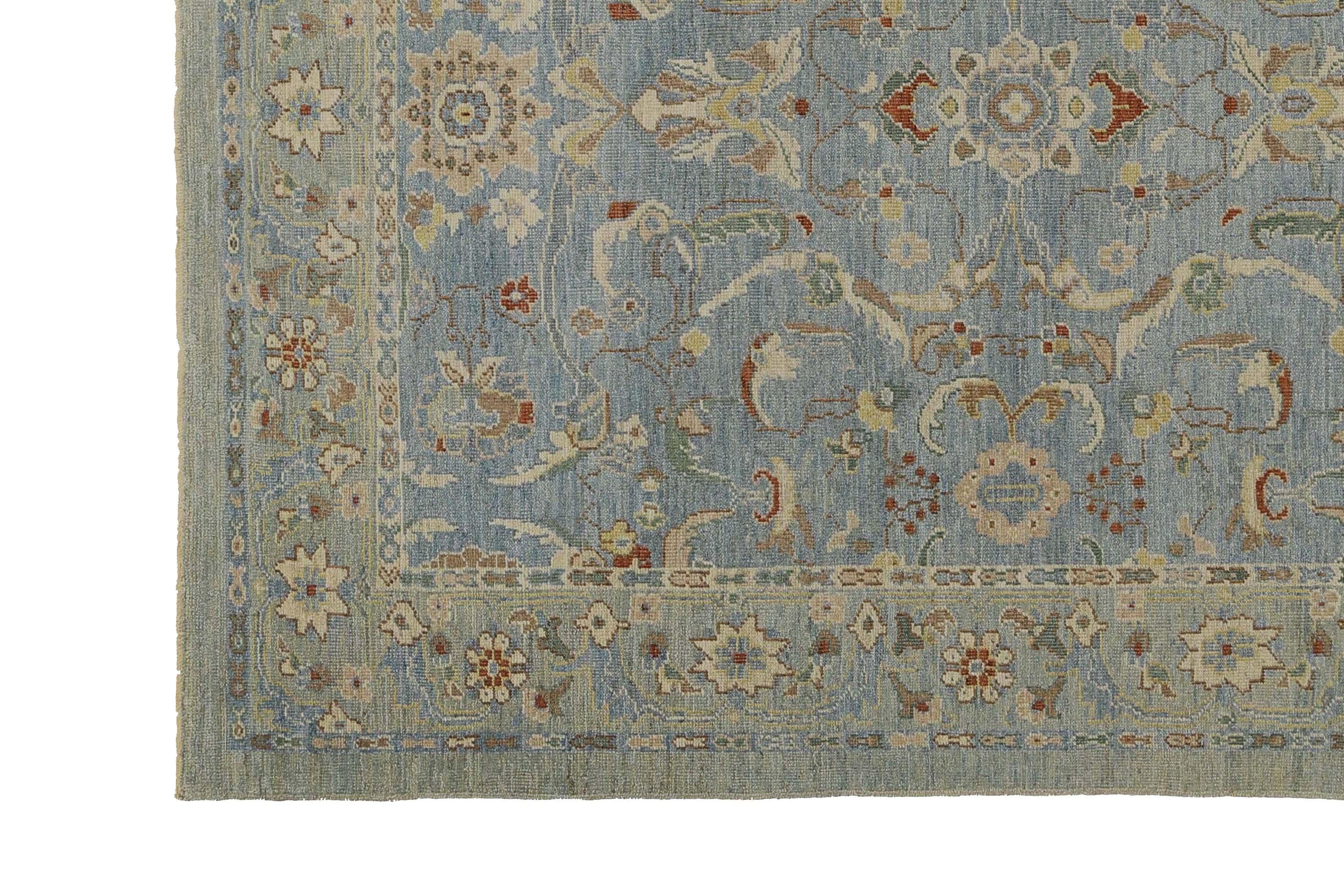 Afghanistan Sultanabad-Teppiche Circa 1990 - Wollblaues Design - 95572 im Angebot 4