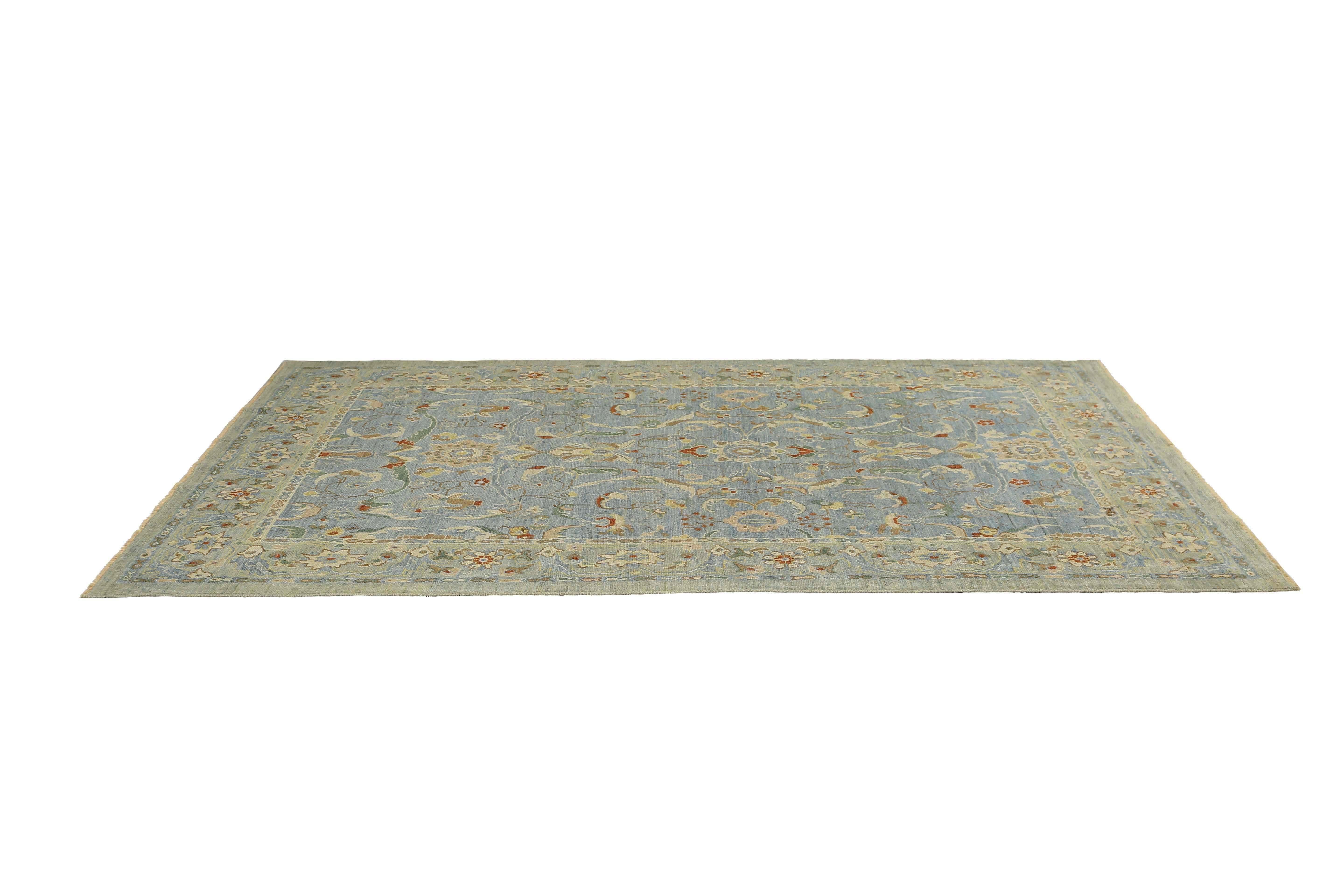Afghanistan Sultanabad-Teppiche Circa 1990 - Wollblaues Design - 95572 (Afghanisch) im Angebot