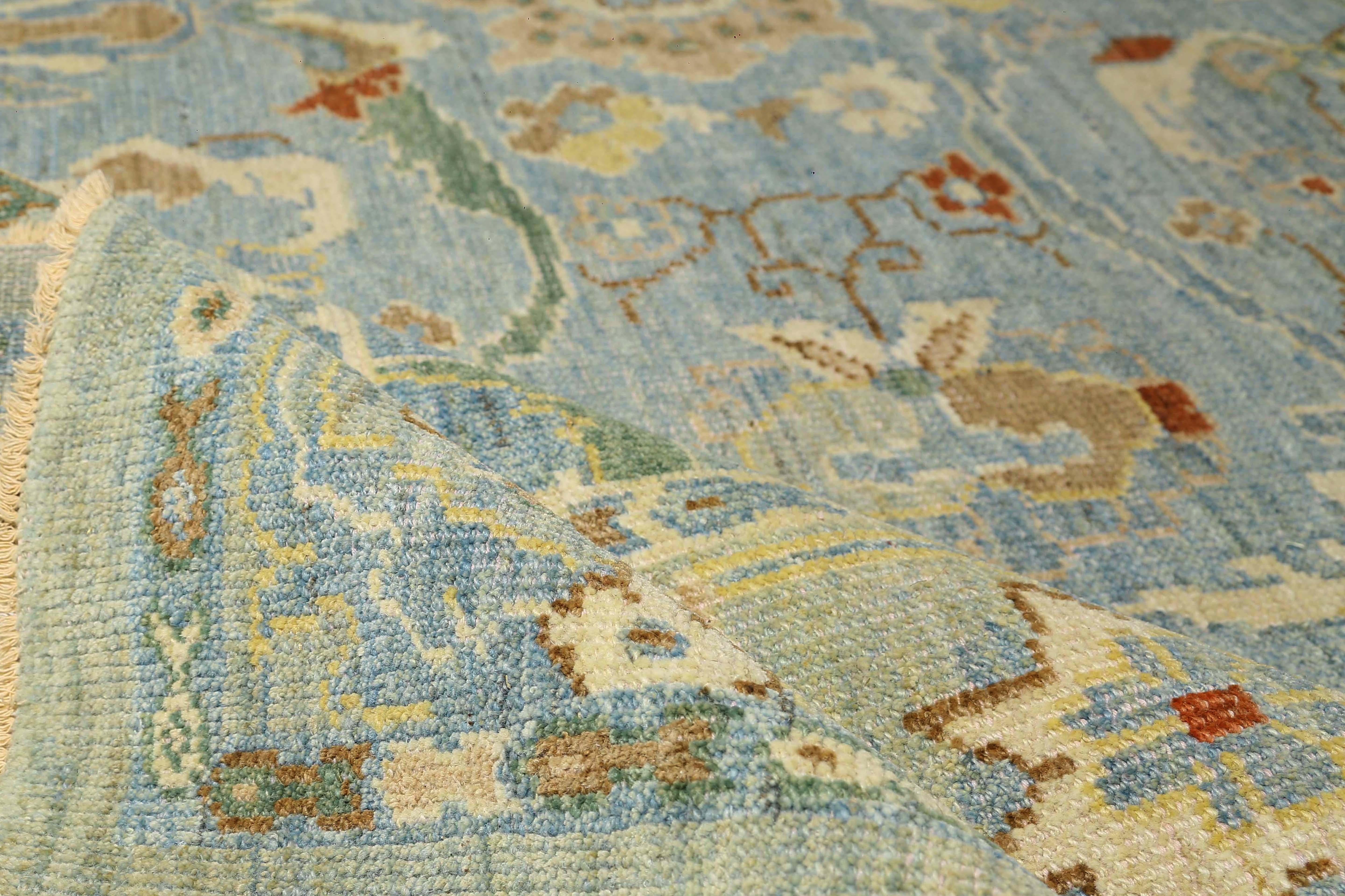 Afghanistan Sultanabad-Teppiche Circa 1990 - Wollblaues Design - 95572 (Wolle) im Angebot