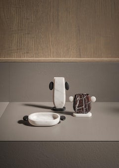 Nuovo vaso moderno in marmo rosso e bianco, creatore Cibic