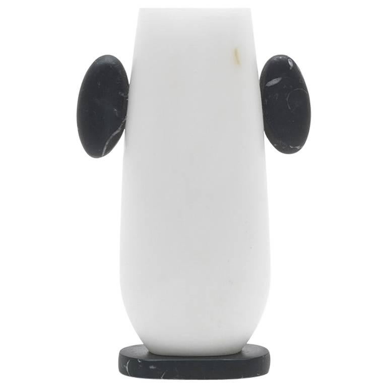 Nuevo jarrón moderno en mármol blanco y negro, creador Matteo Cibic en venta