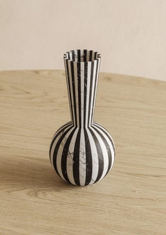New Modern Vase in White and Black Marble, Designer Jacopo Simonetti