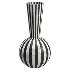 New Modern Vase in White and Black Marble, Designer Jacopo Simonetti