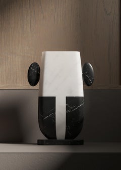 New Modern Vase in White and Black Marbles, creator Matteo Cibic