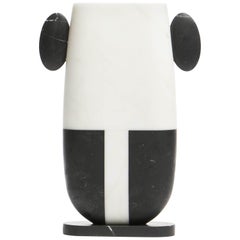 New Modern Vase in White and Black Marbles, creator Matteo Cibic, Stock