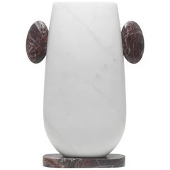New Modern Vase in White and Red Marble, creator Matteo Cibic