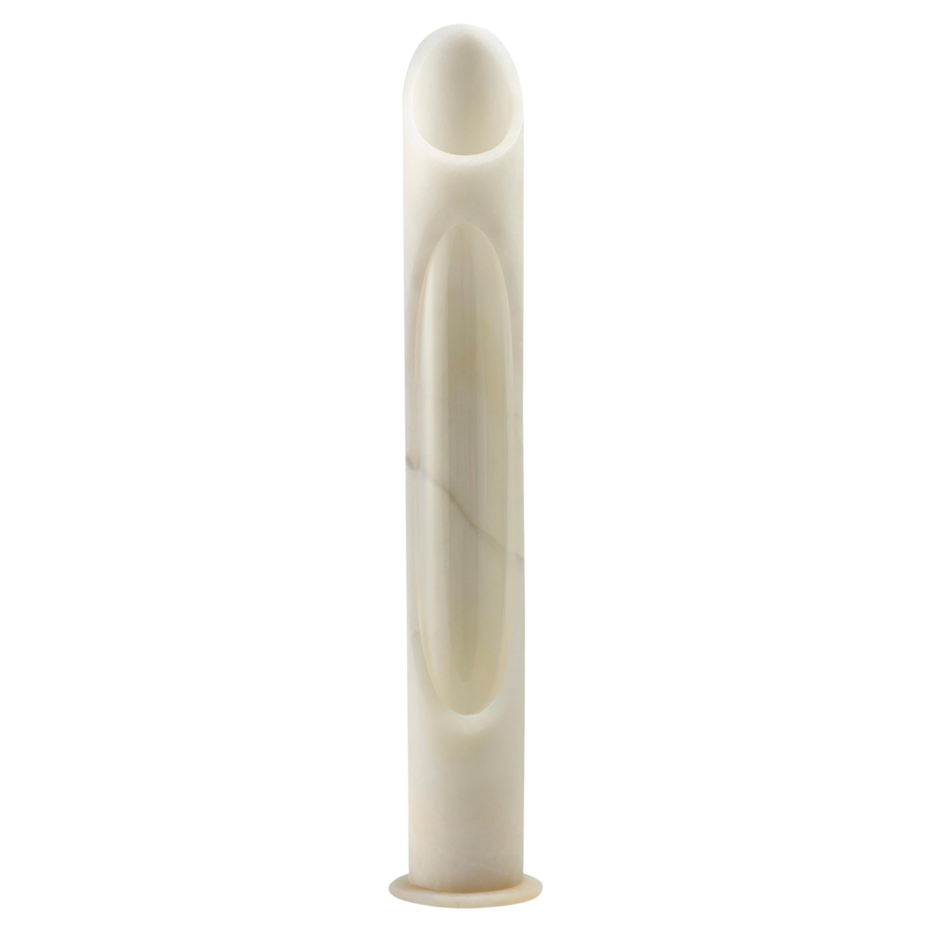 Neue moderne Vase L aus weißem Onyxmarmor, entworfen von Jacopo Simonetti im Angebot