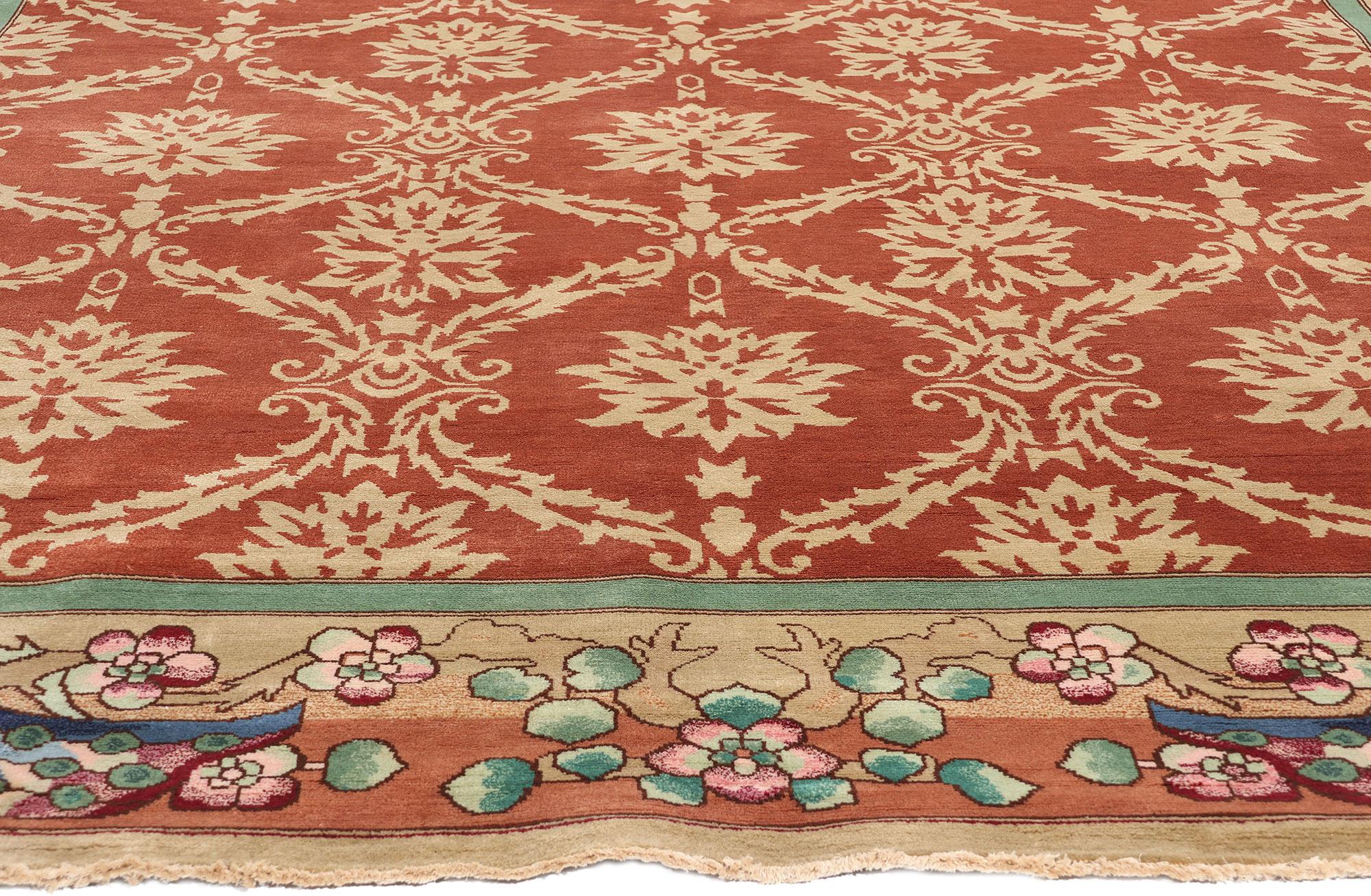 Indiano Tappeto moderno William Morris in stile Art Deco cinese &New in vendita