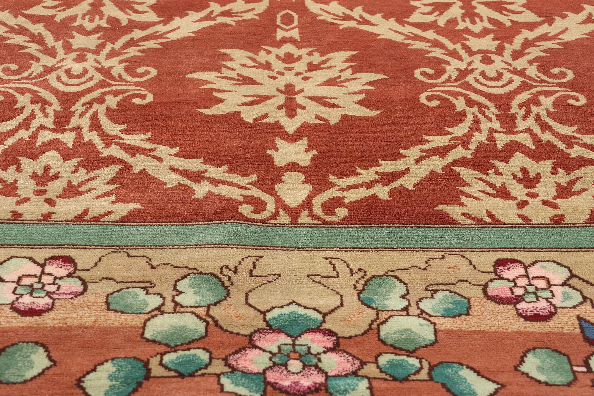 Annodato a mano Tappeto moderno William Morris in stile Art Deco cinese &New in vendita