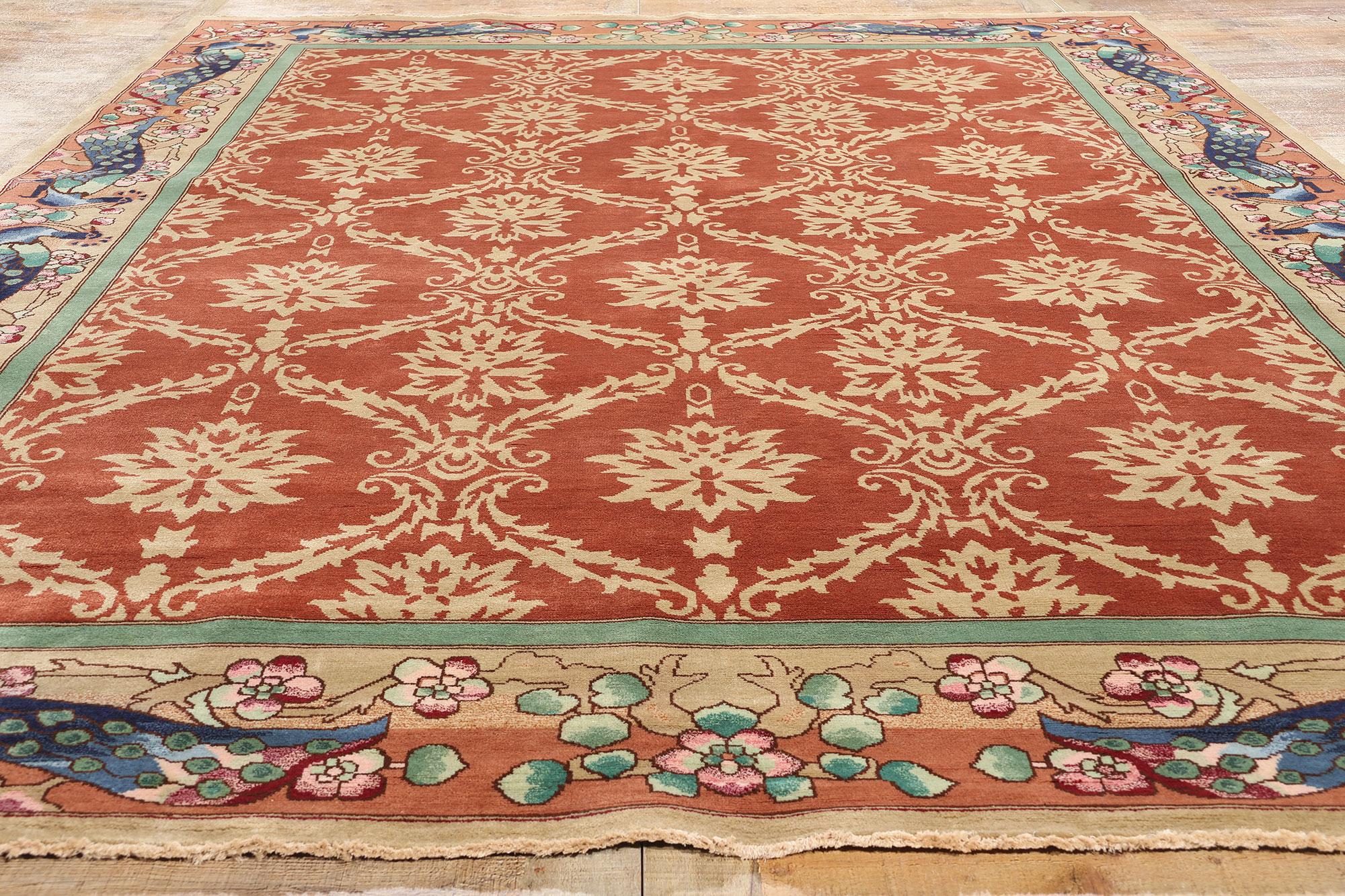 Lana Tappeto moderno William Morris in stile Art Deco cinese &New in vendita