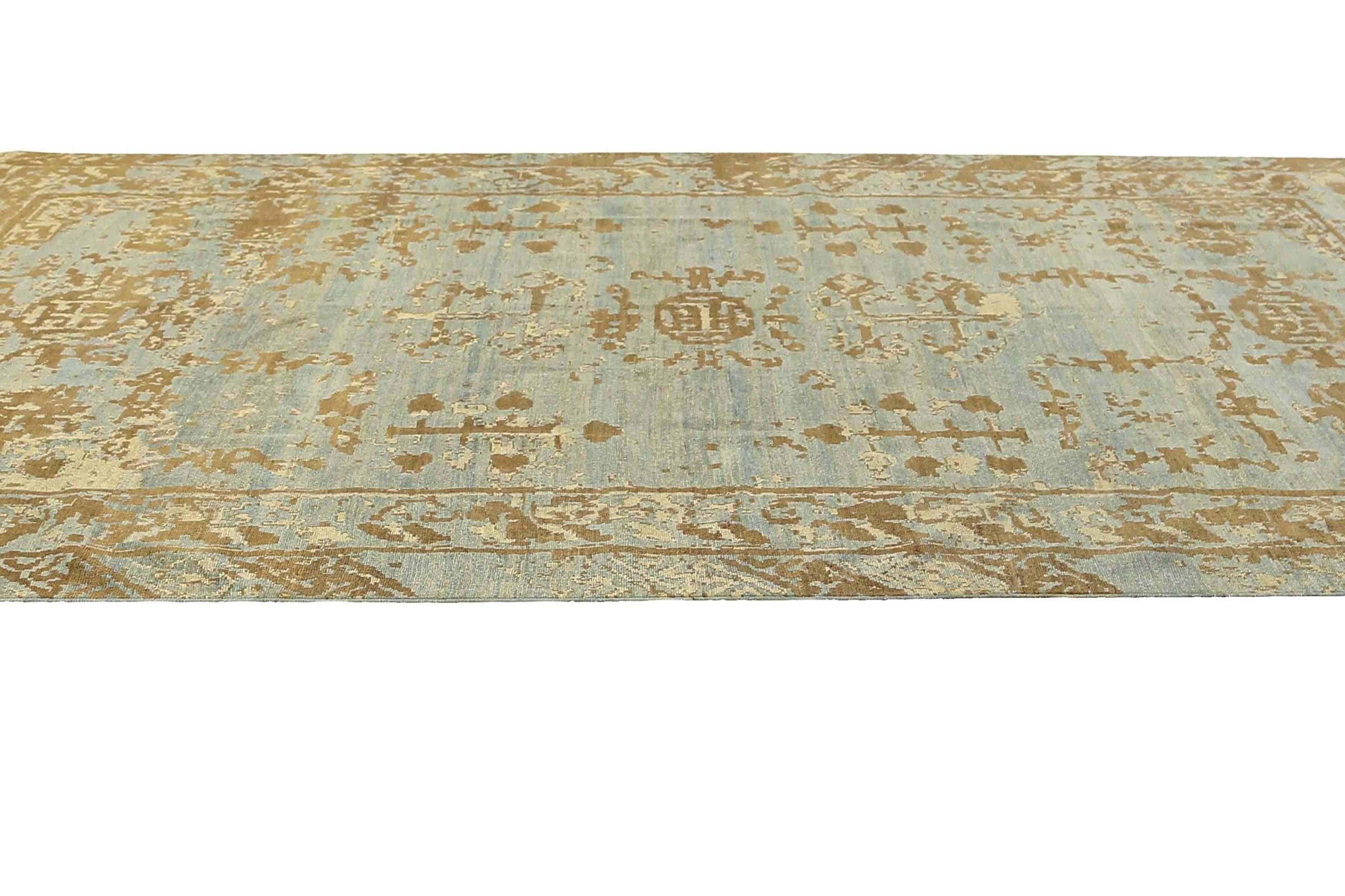 Afghanistan Sultanabad Area Rugs Circa 1990 - Wool Blue Brown Ivory - 95539 For Sale 7