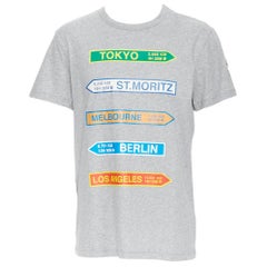 new MONCLER 100% cotton grey signage print short sleeve crew neck t-shirt top L