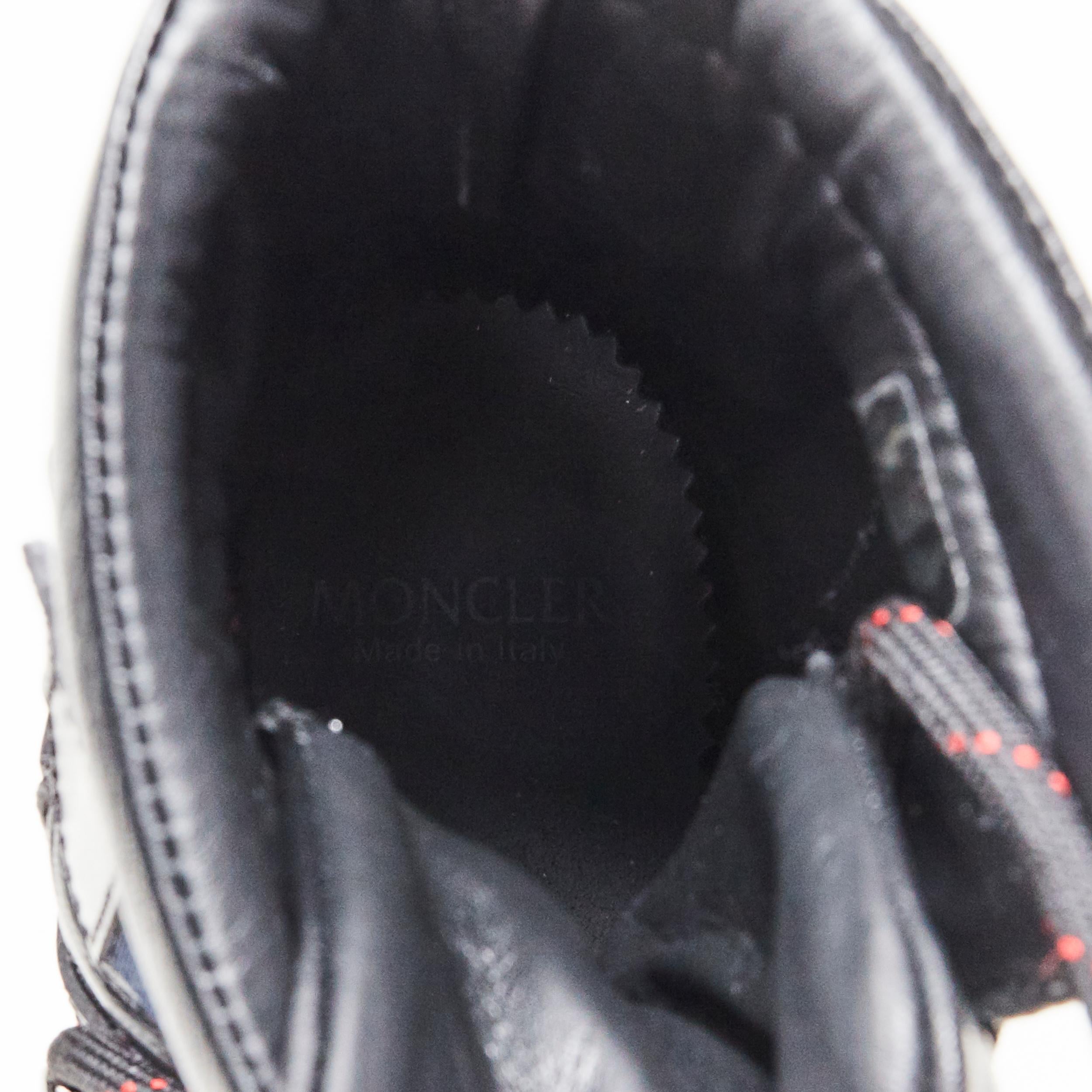 new MONCLER Carol black leather lace up elastic band lug sole hiking boot EU36 2