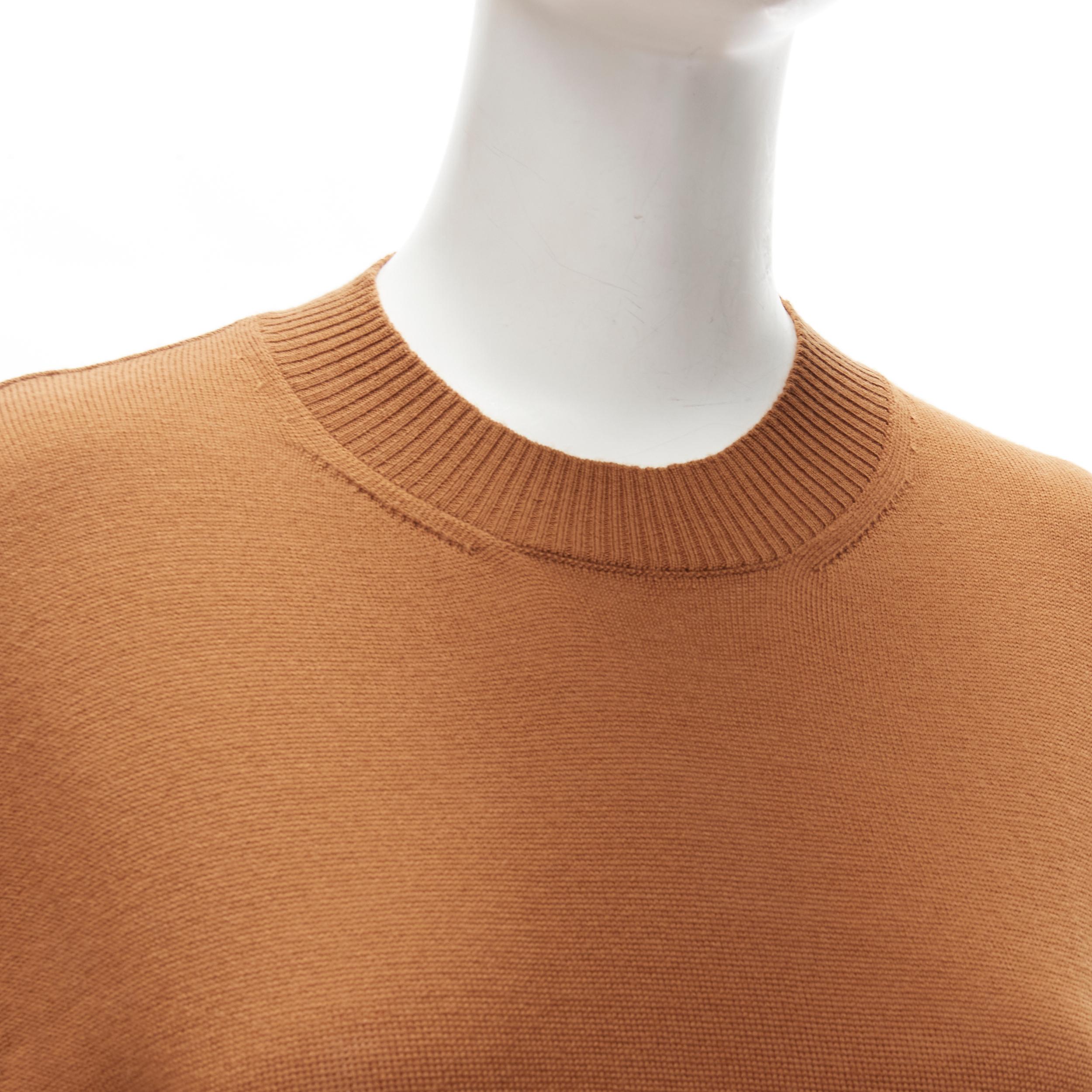 new MONSE brown 100% wool XL safety pin draped hem sweater M For Sale 1