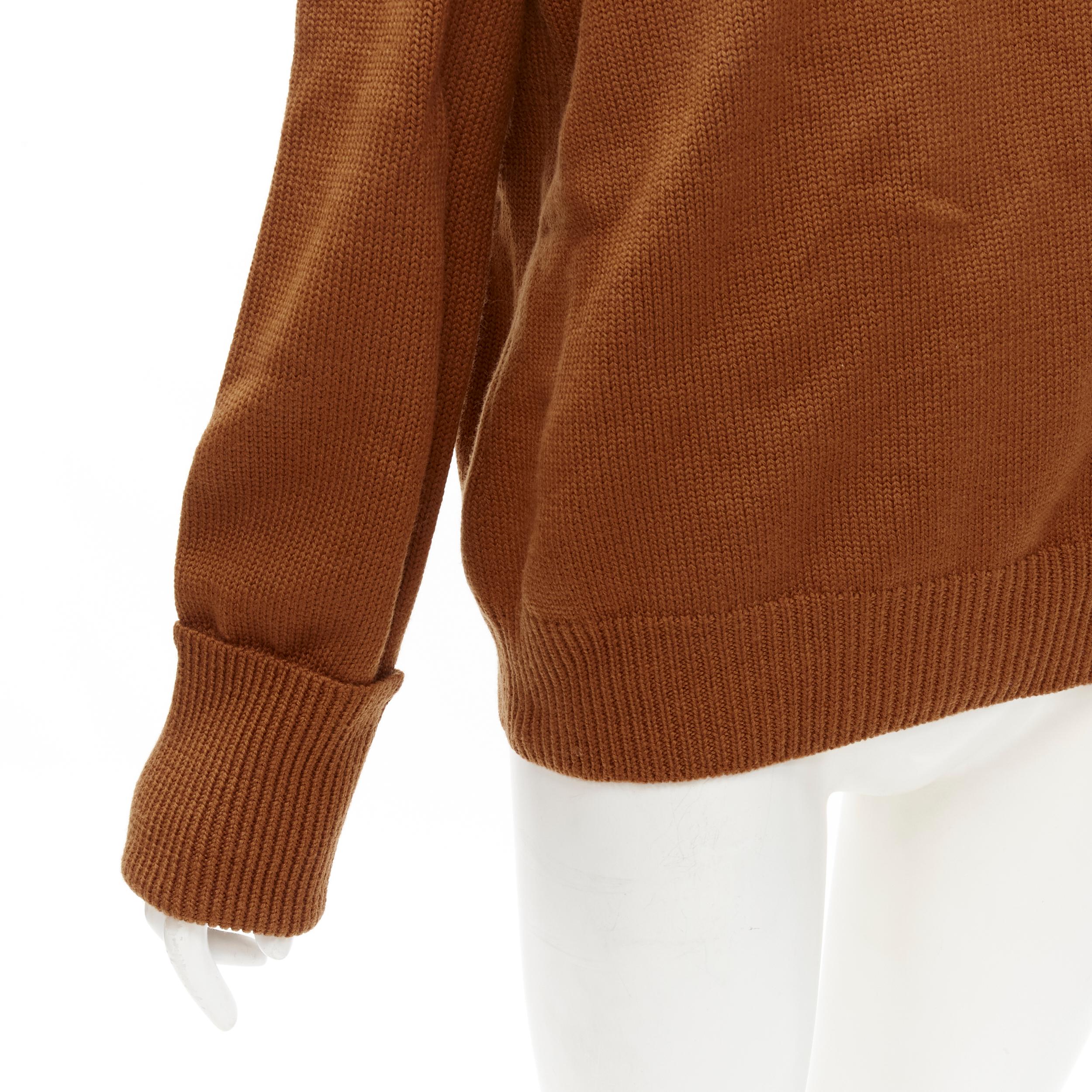 new MONSE merino wool black brown slash off shoulder turtleneck collar sweater M For Sale 3