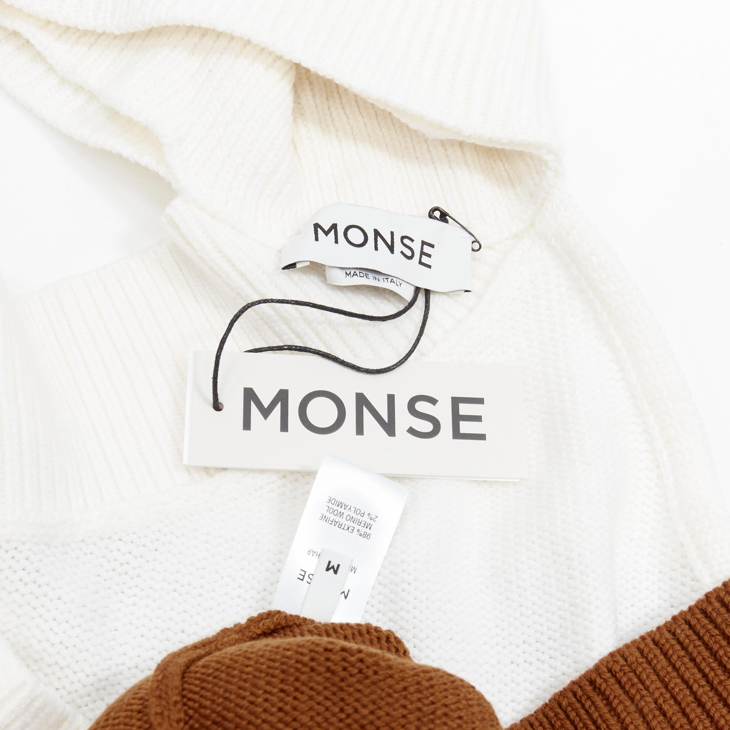 new MONSE merino wool black brown slash off shoulder turtleneck collar sweater M For Sale 4