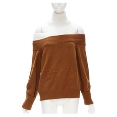 new MONSE merino wool black brown slash off shoulder turtleneck collar sweater M
