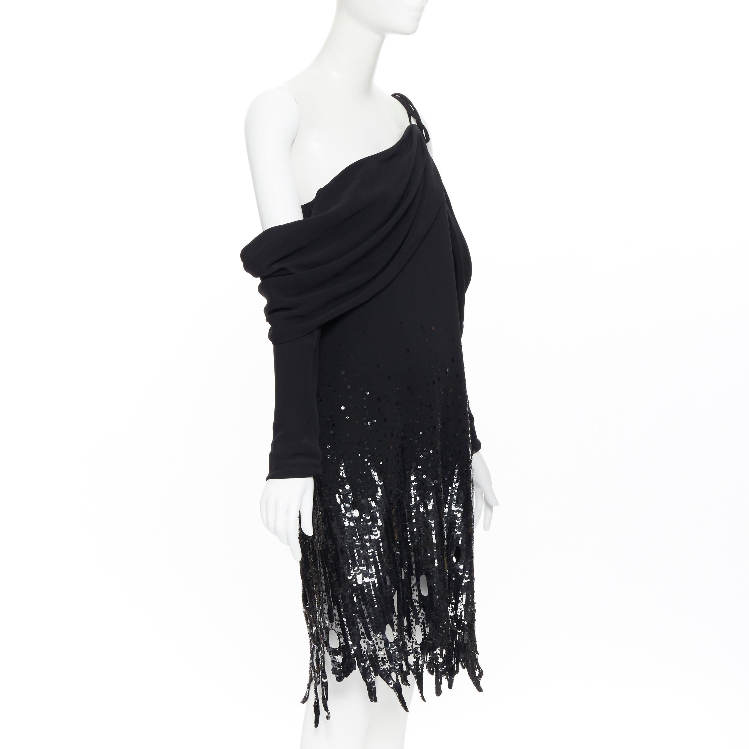 new MONSE SS18 Runway deconstructed off shoulder sequins fringe hem dress US6 In New Condition In Hong Kong, NT
