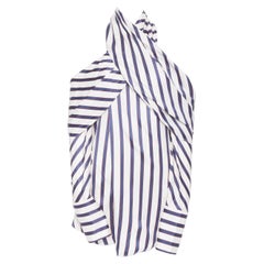 new MONSE SS18 Runway white blue stripe deconstructed cold shoulder shirt US4 S