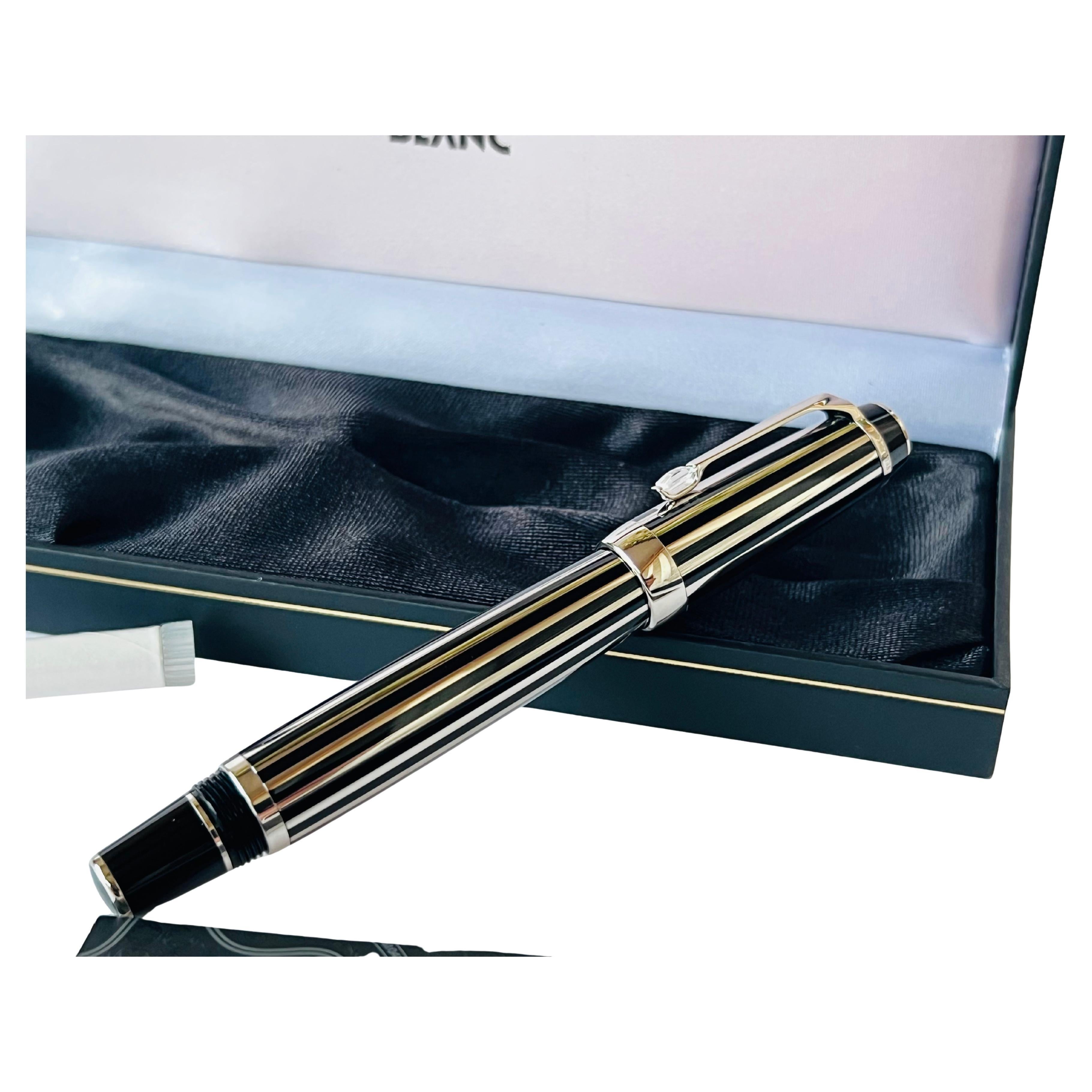 New Montblanc Boheme Crystal Platinum Plated Line Rollerball Pen Full Set