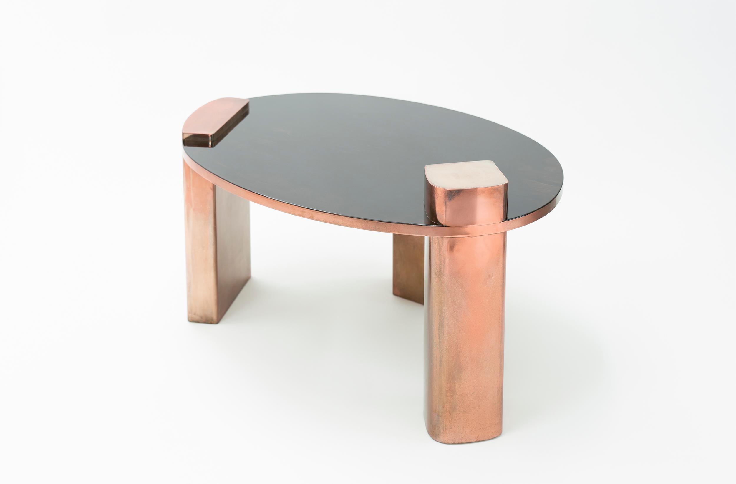 oval copper coffee table