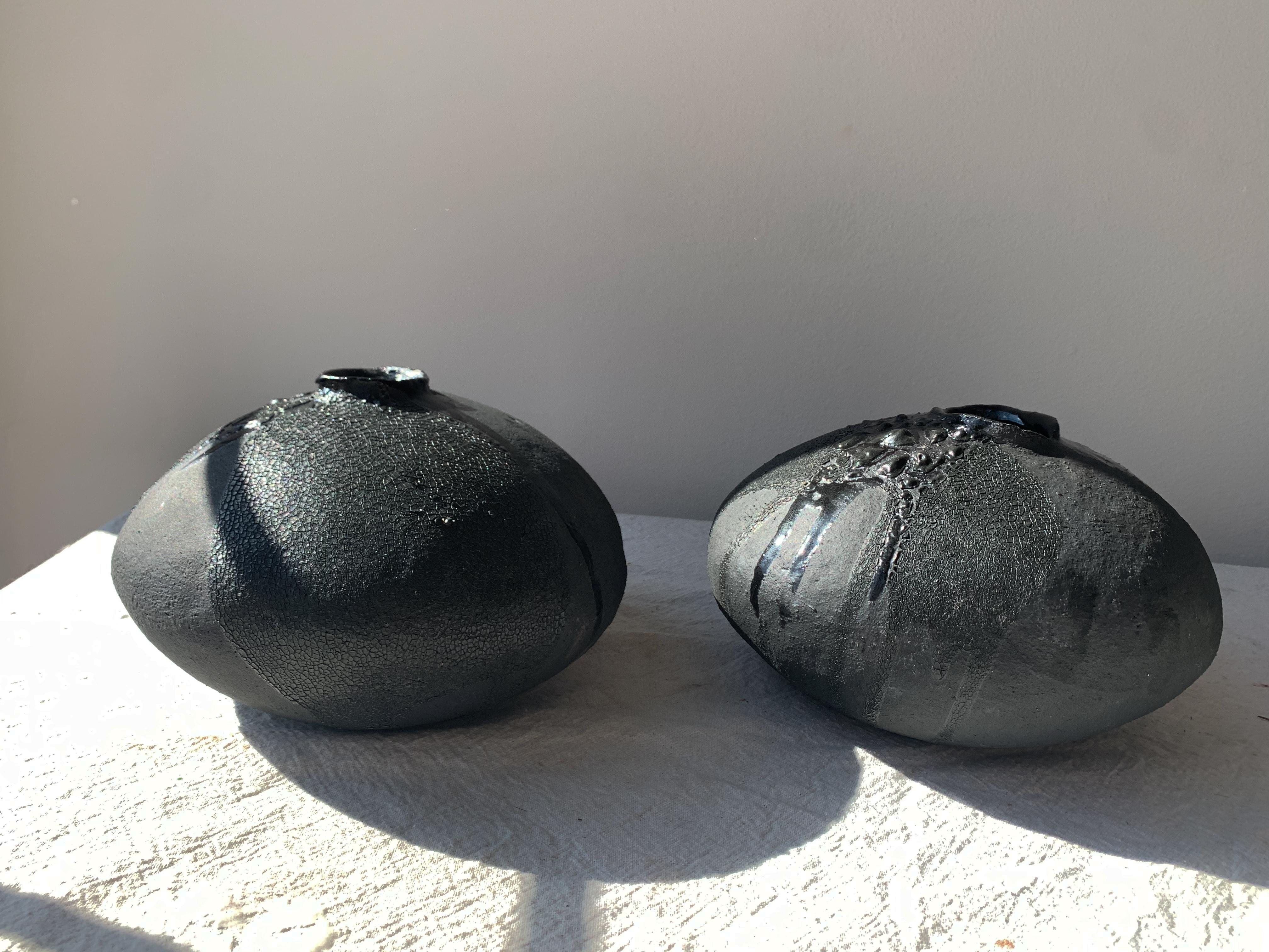 Glazed New Moon Ceramic Vase by MONDAYS For Sale