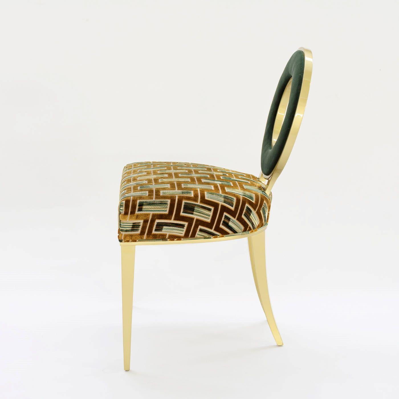 Italian New Moon Golden & Green Chair For Sale