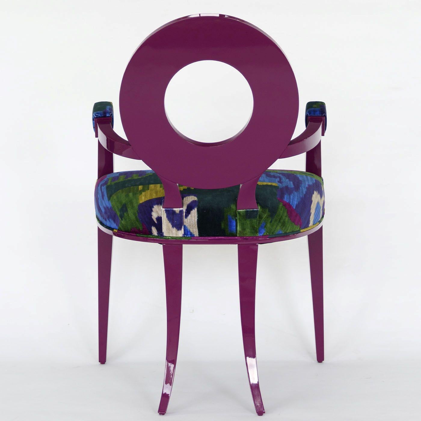 Italian New Moon Magenta Chair with Armrests For Sale
