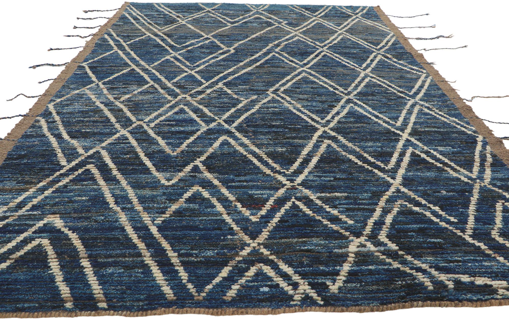 Hand-Knotted Modern Moroccan Area Rug, Contemporary Elegance Meets Tribal Allure For Sale