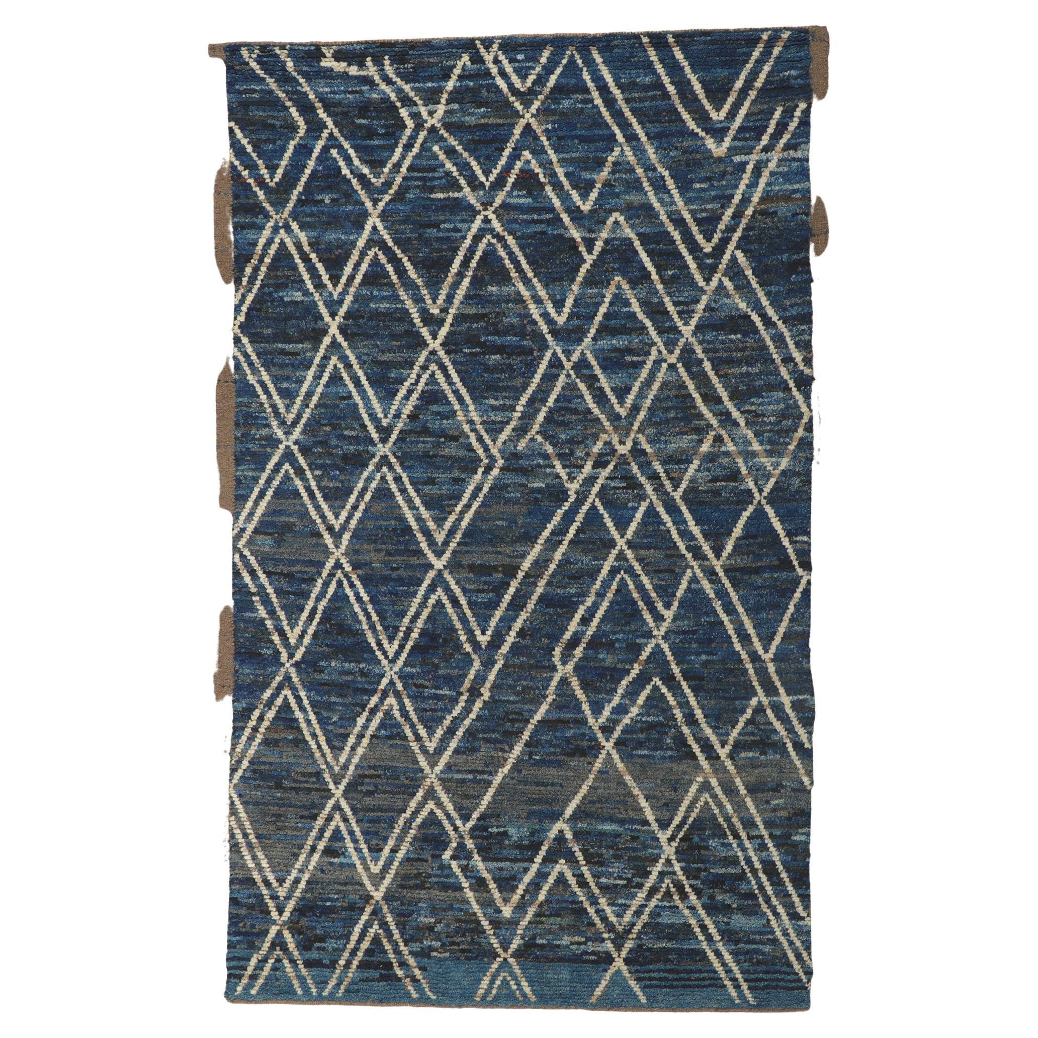 Modern Moroccan Area Rug, Contemporary Elegance Meets Tribal Allure For Sale
