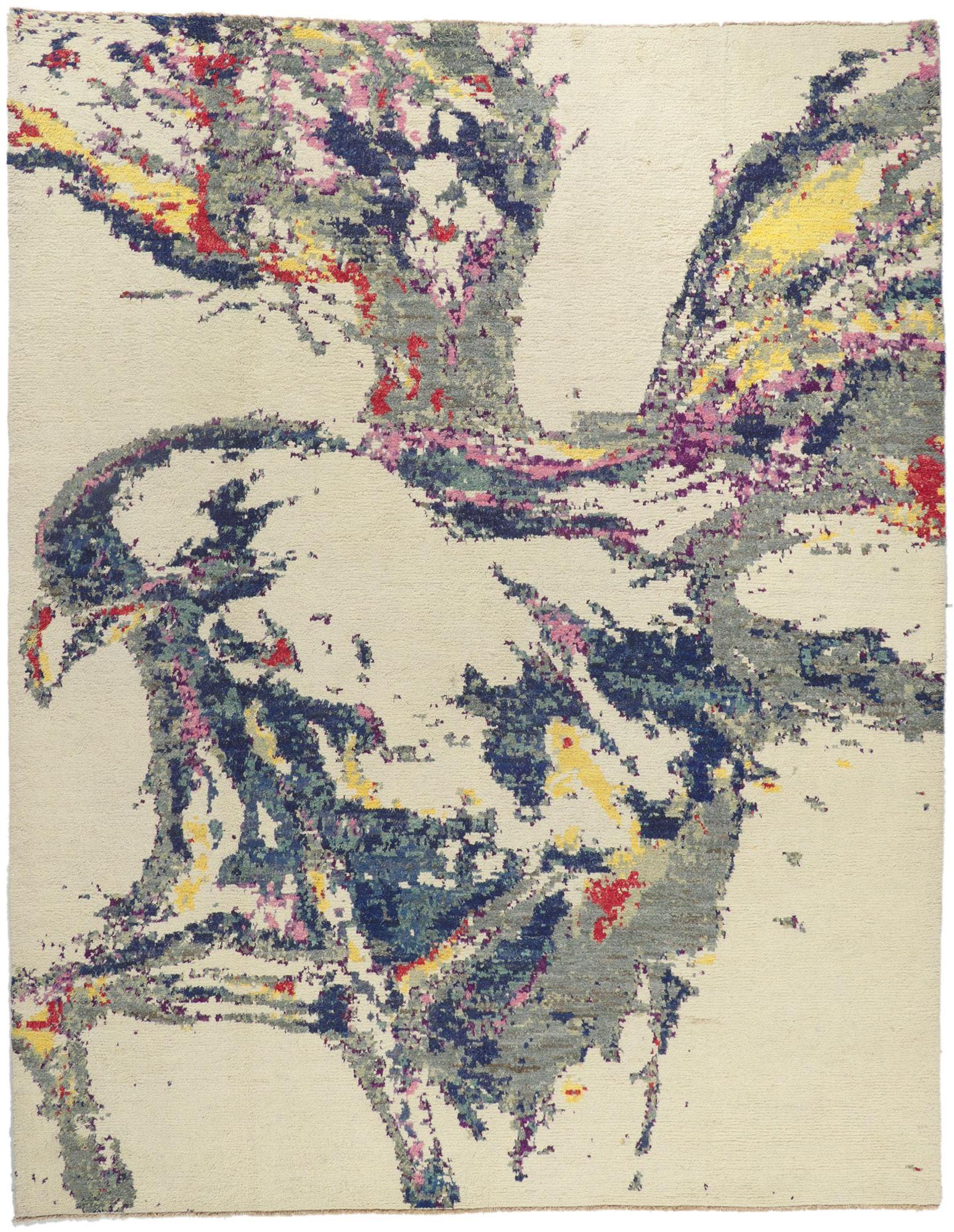 New Moroccan Rug with Abstract Eagle Ornithology Design For Sale 2
