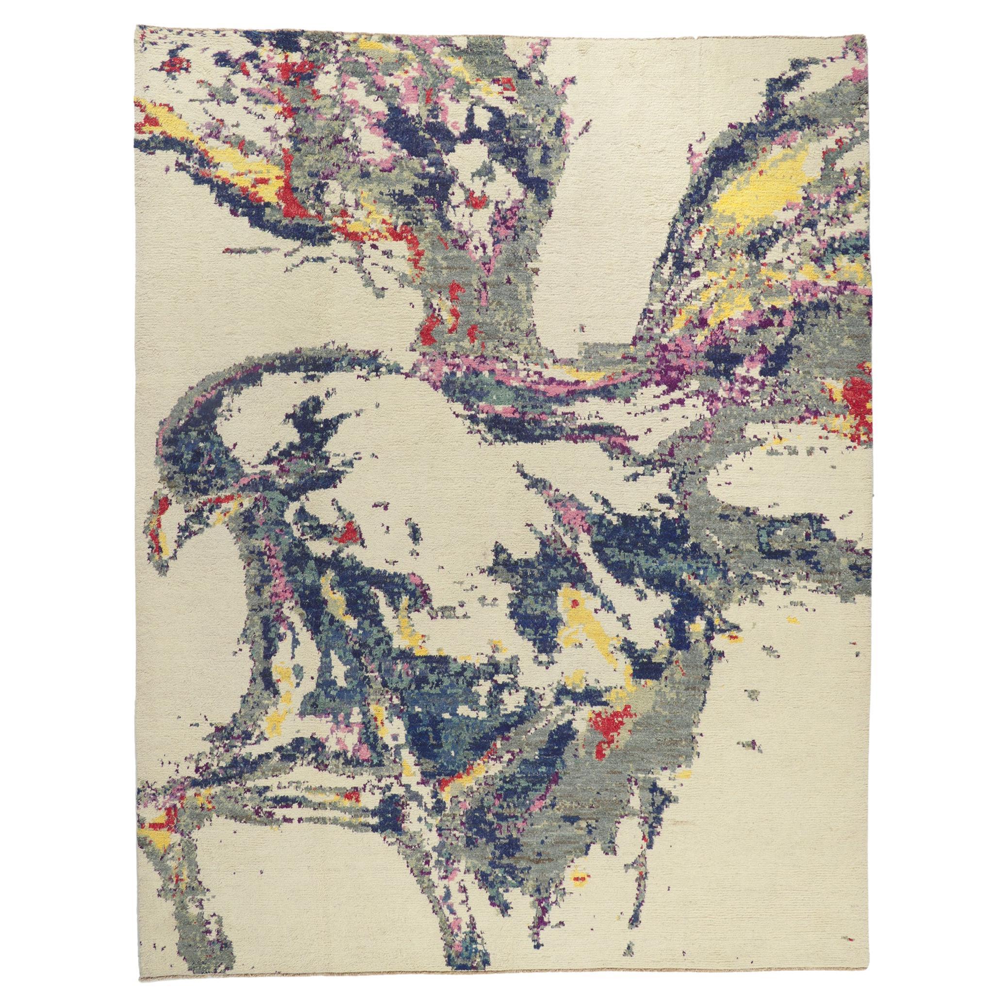 New Moroccan Rug with Abstract Eagle Ornithology Design For Sale