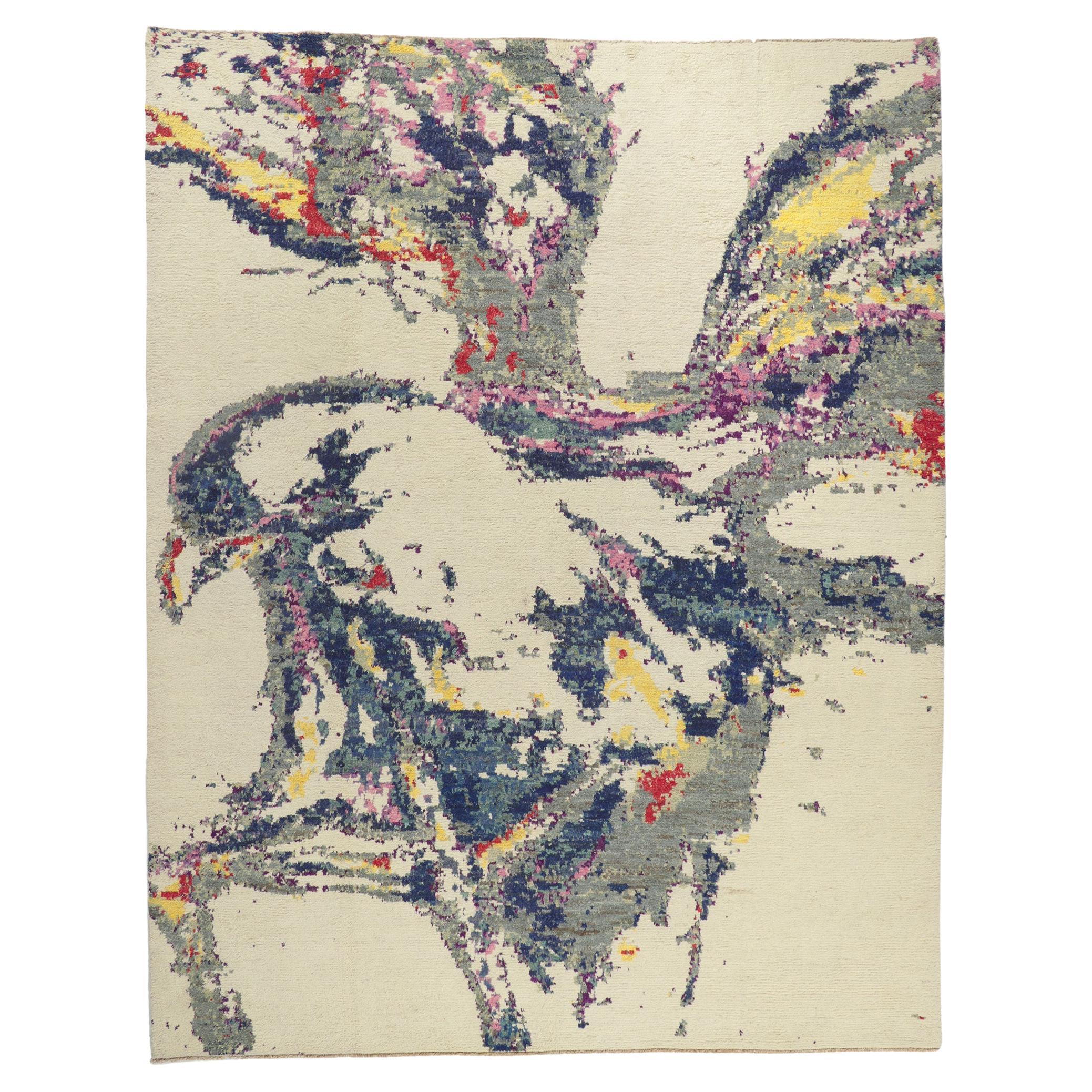 Nouveau tapis marocain avec motif d'aigle abstrait en ornithologie