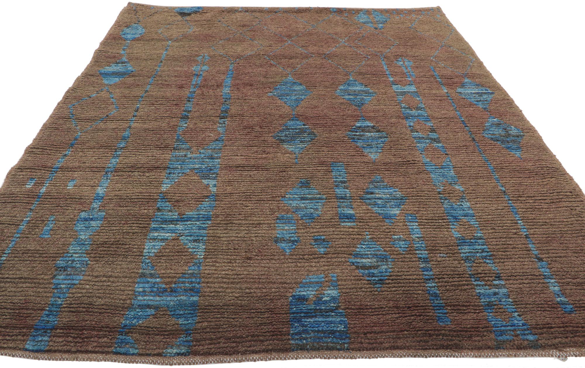 Pakistani New Moroccan Rug with Modern Nomadic Charm For Sale