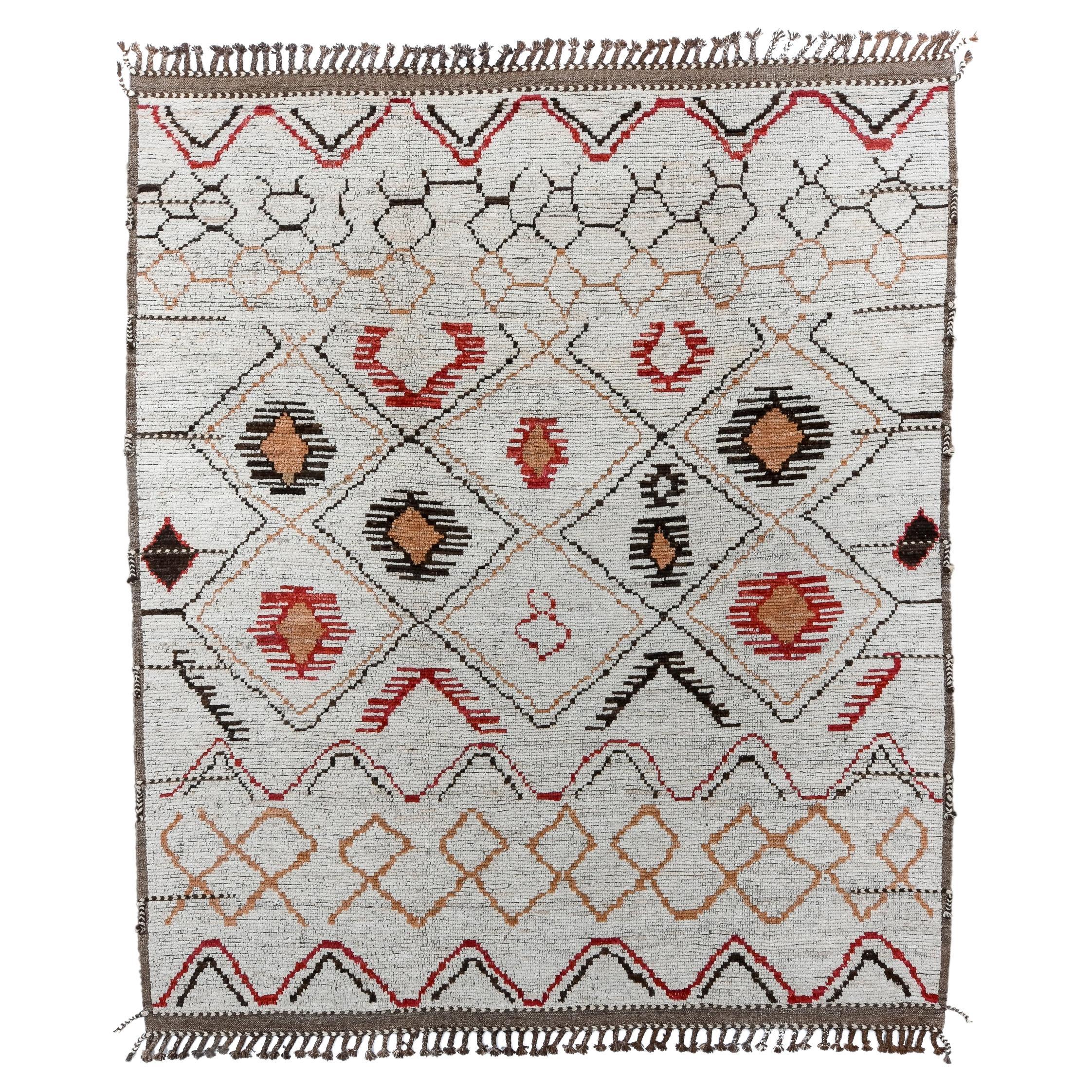 New Moroccan Rug with Zig Zag Design  For Sale